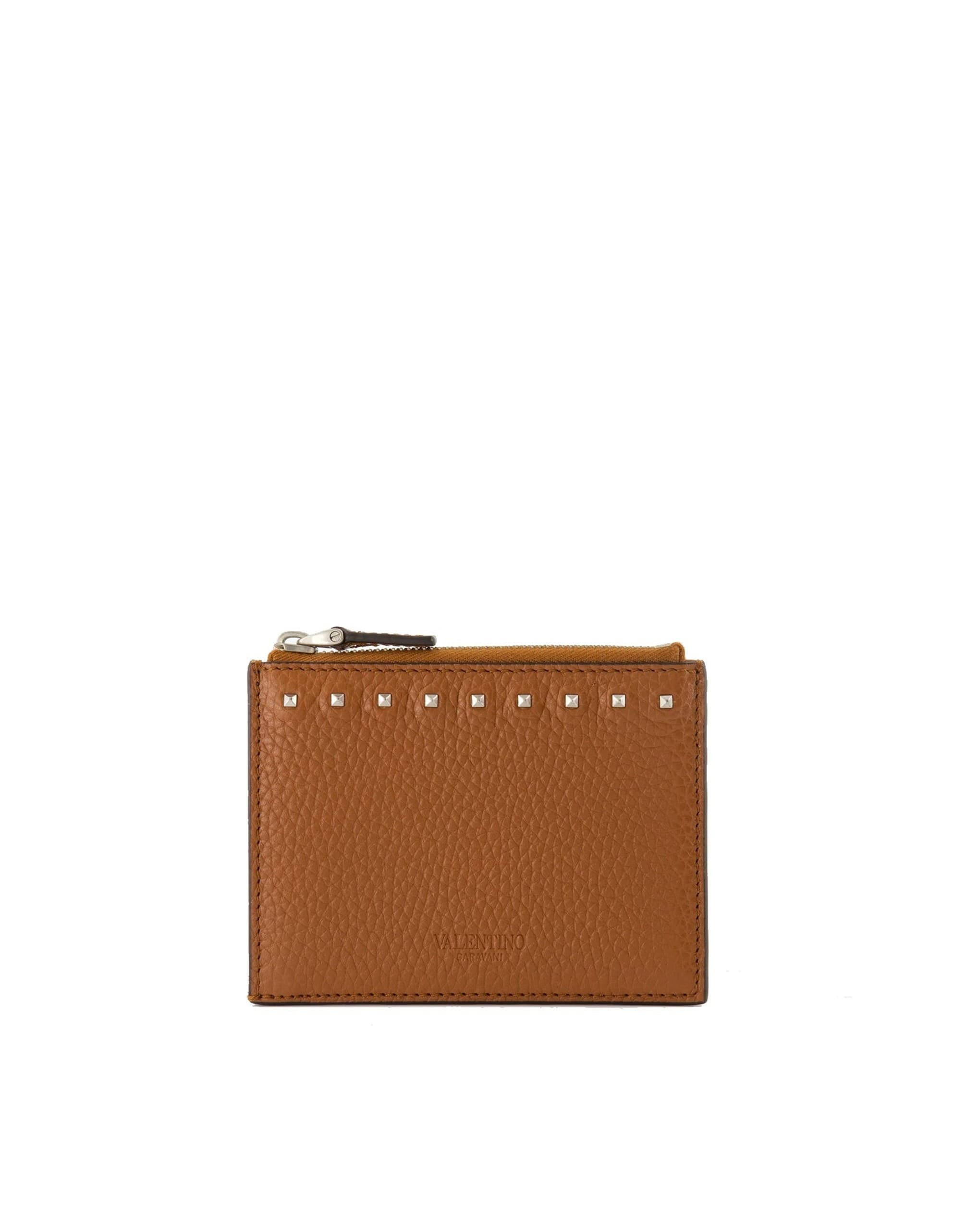 Valentino Garavani Leather Card Holder Top Zip