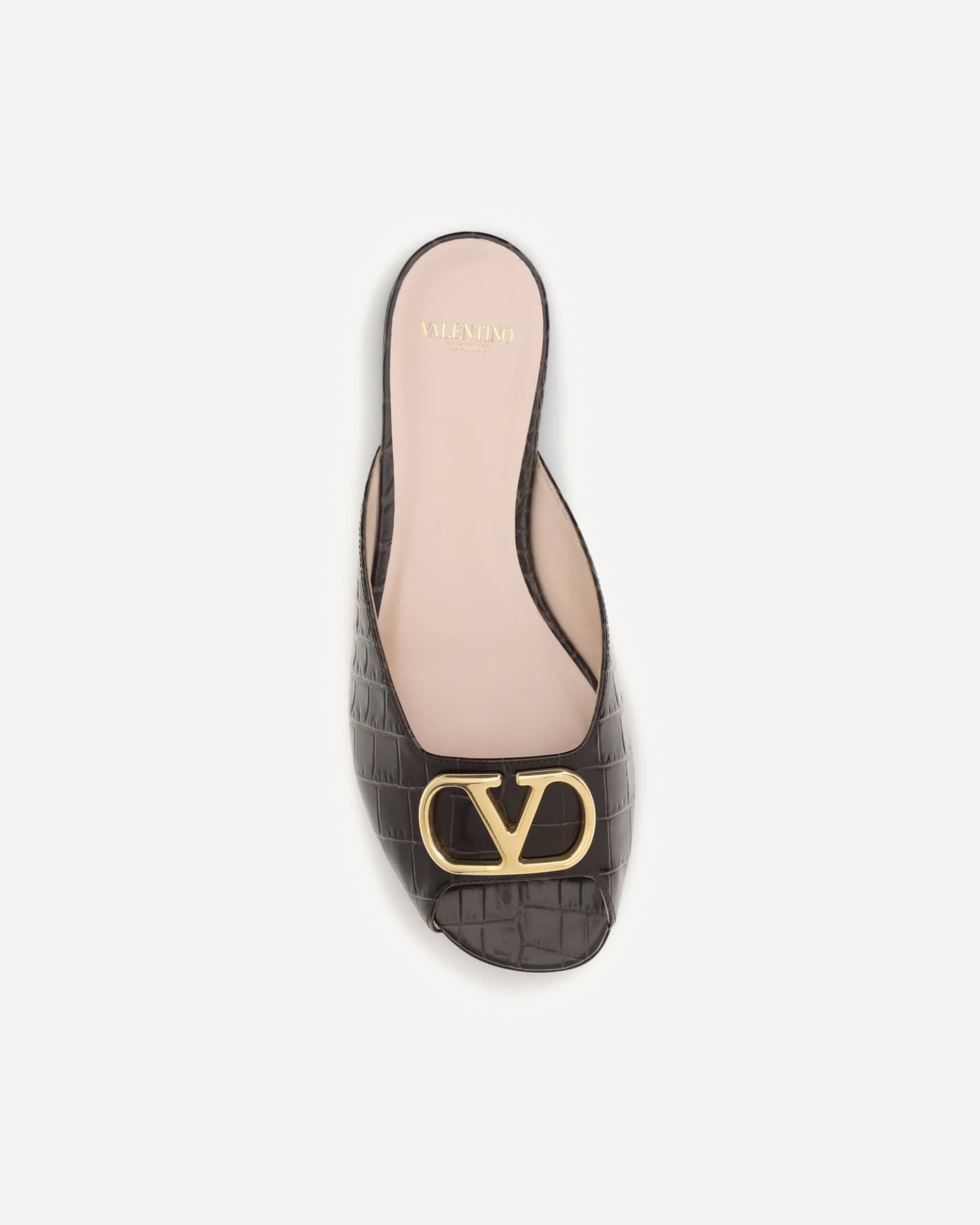 Valentino Garavani Leather Sandals With Metal Logo