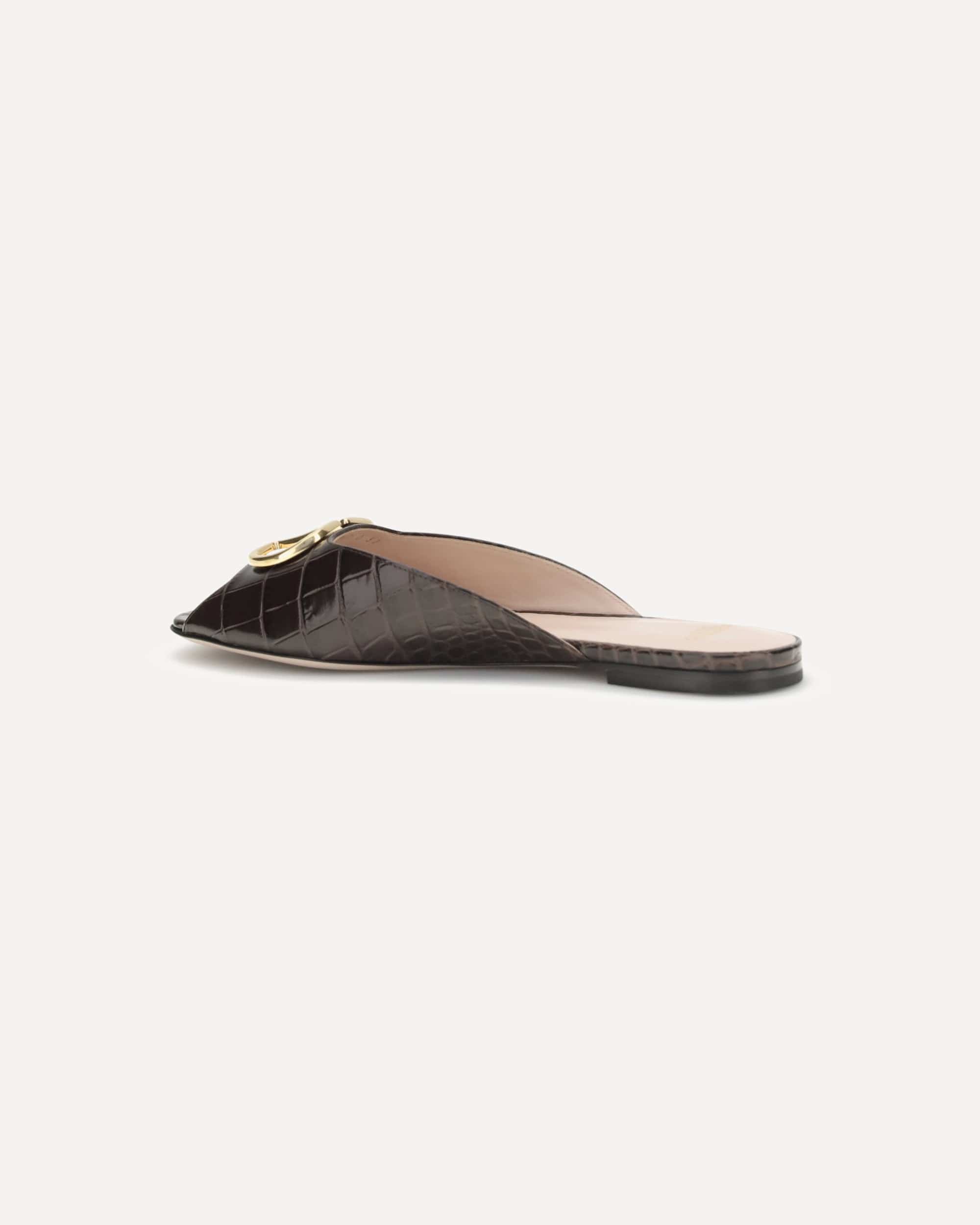 Valentino Garavani Leather Sandals With Metal Logo