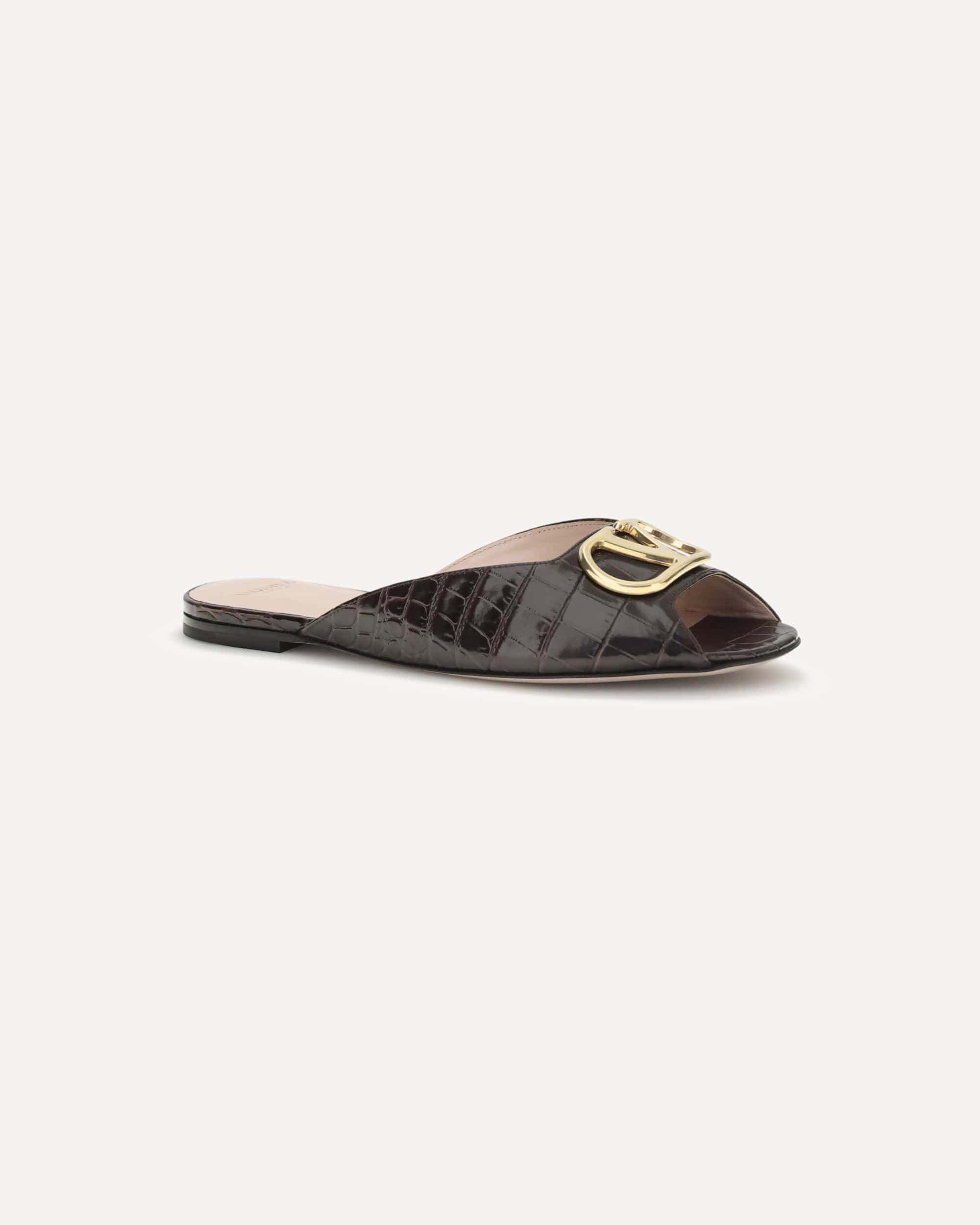 Sandalen aus Leder mit Metalllogo - alternate view