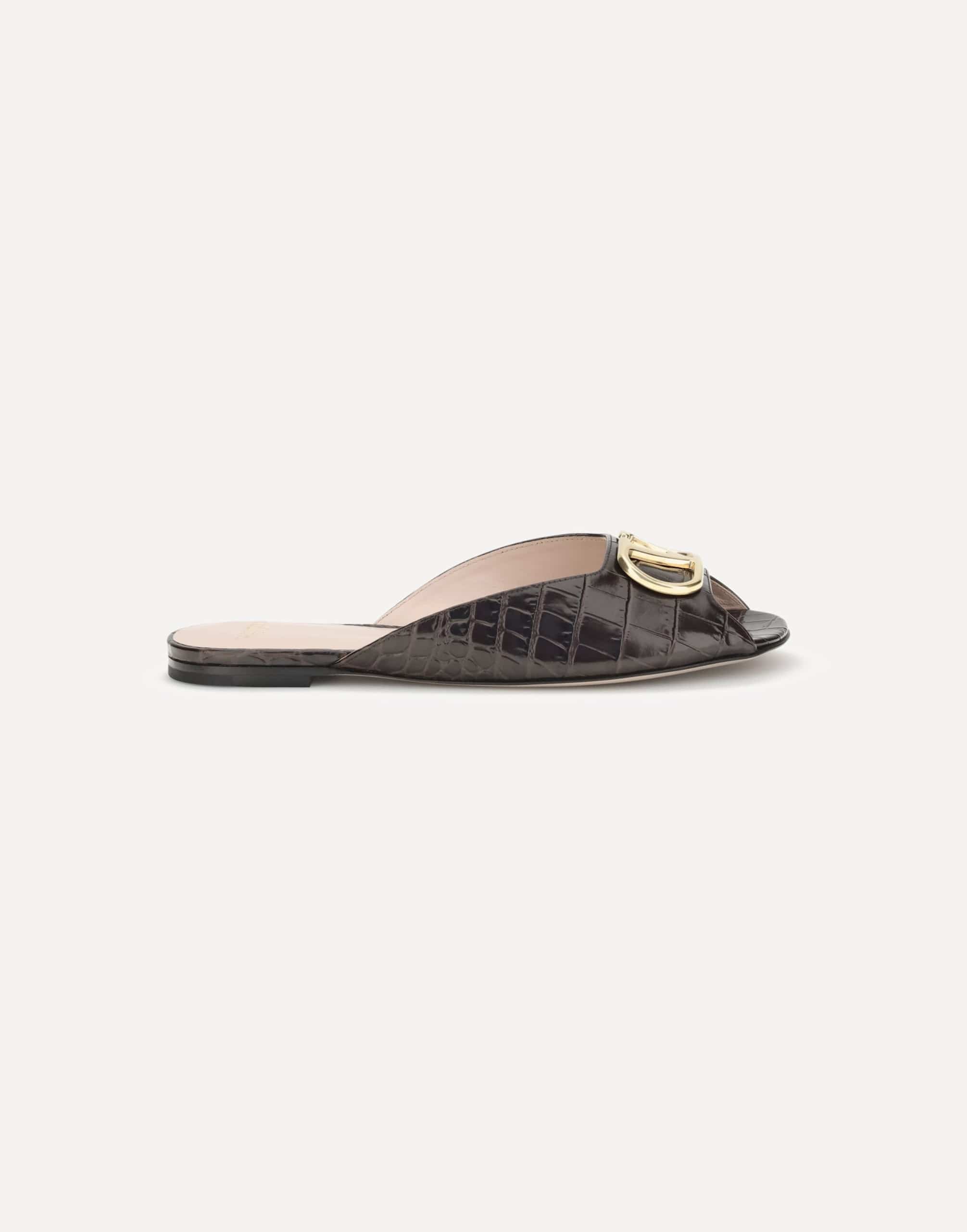 Valentino Garavani Leather Sandals With Metal Logo