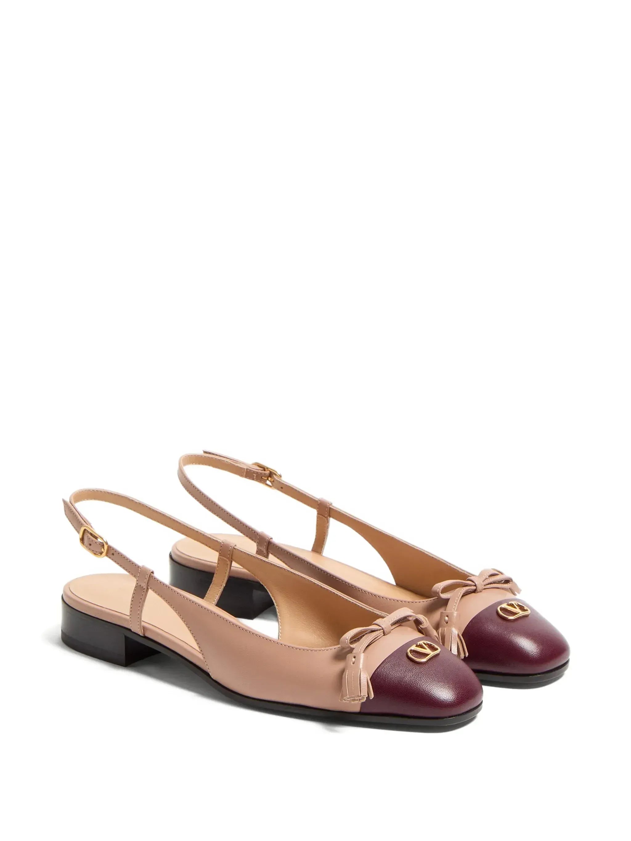 Valentino Garavani Sapatilhas Slingback de Couro com Logo Aplicado e Detalhe de Tassel
