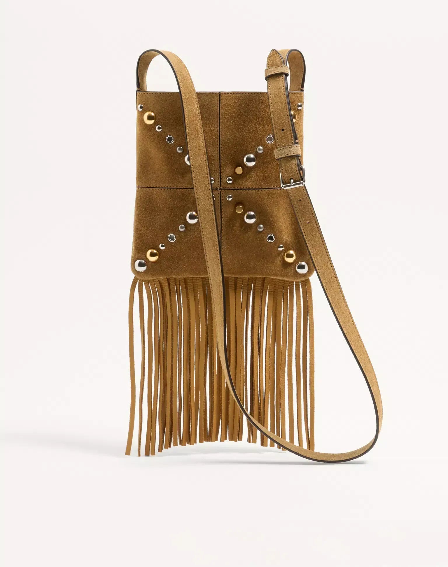 Valentino Garavani Macara Fringe Nellcôte Small Shoulder Bag