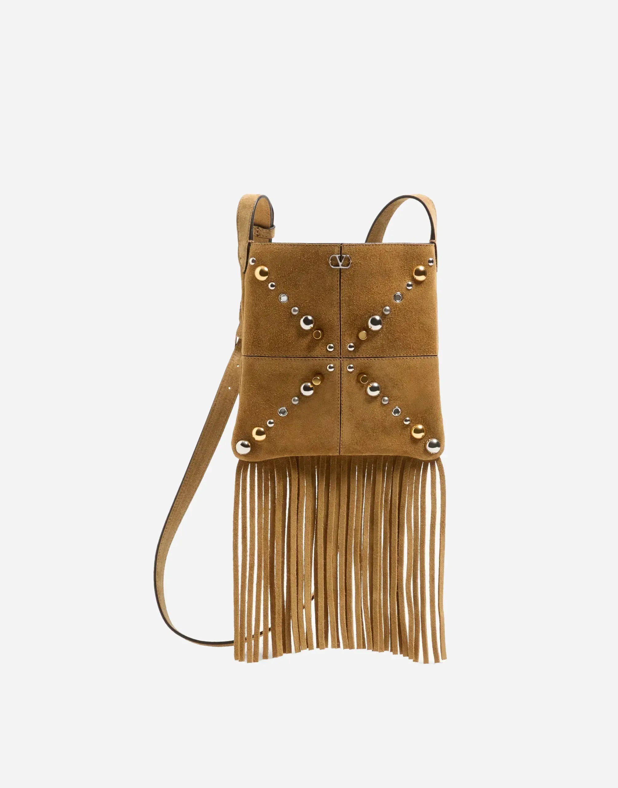 Valentino Garavani Macara Fringe Nellcôte Small Shoulder Bag