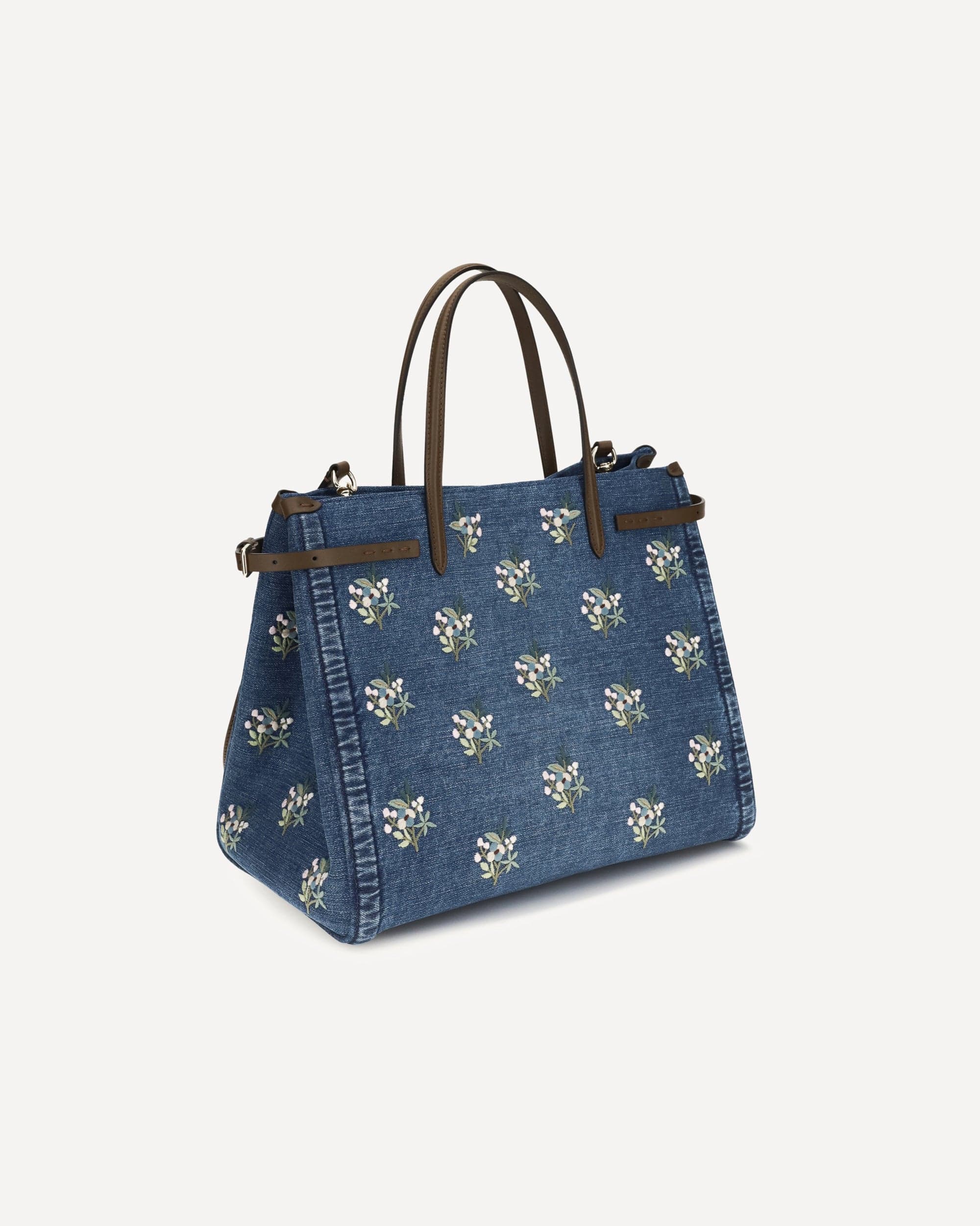 Valentino Garavani Valentino Garavani Medium Antibes Floral Denim Tote