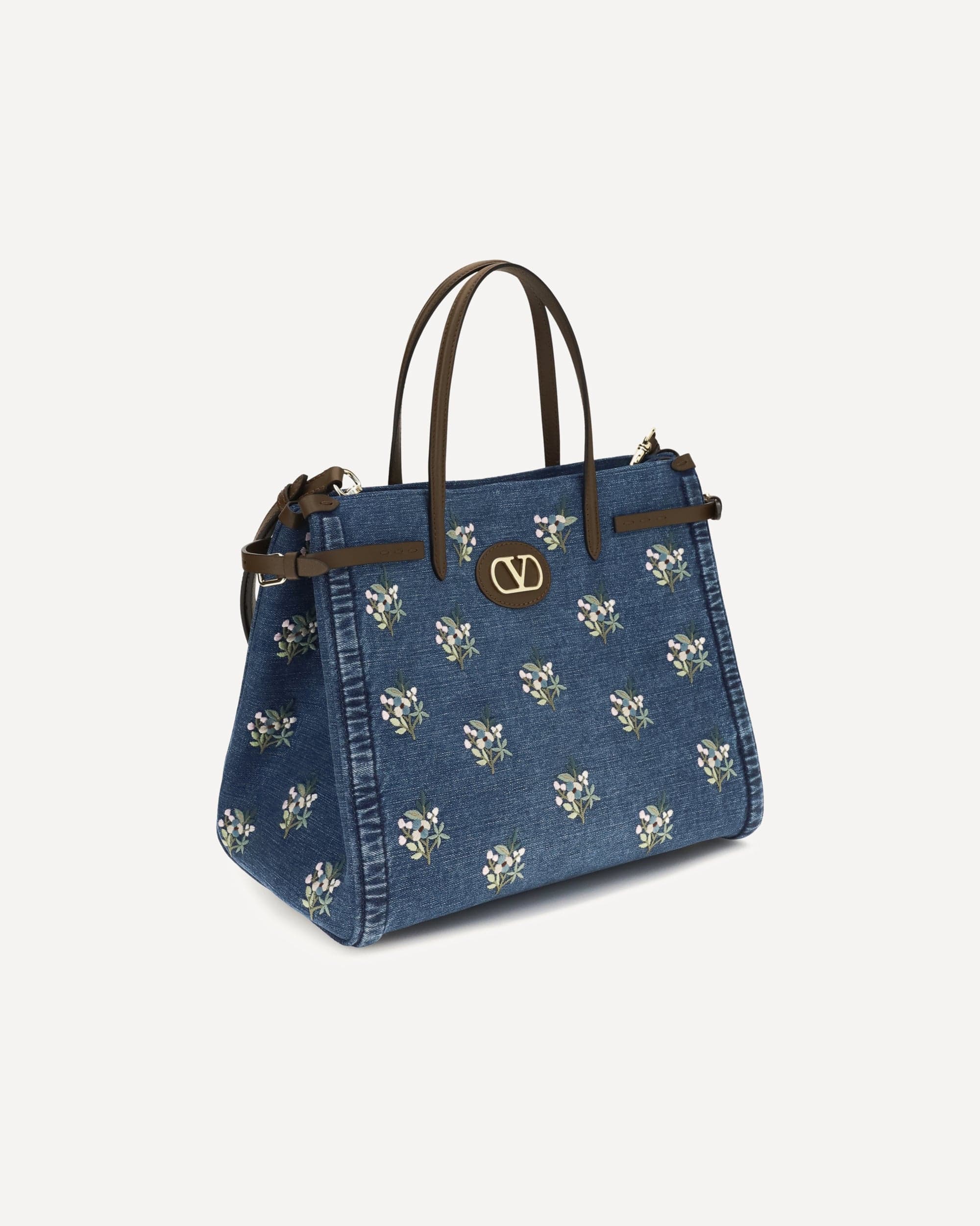 Valentino Garavani Valentino Garavani Medium Antibes Floral Denim Tote