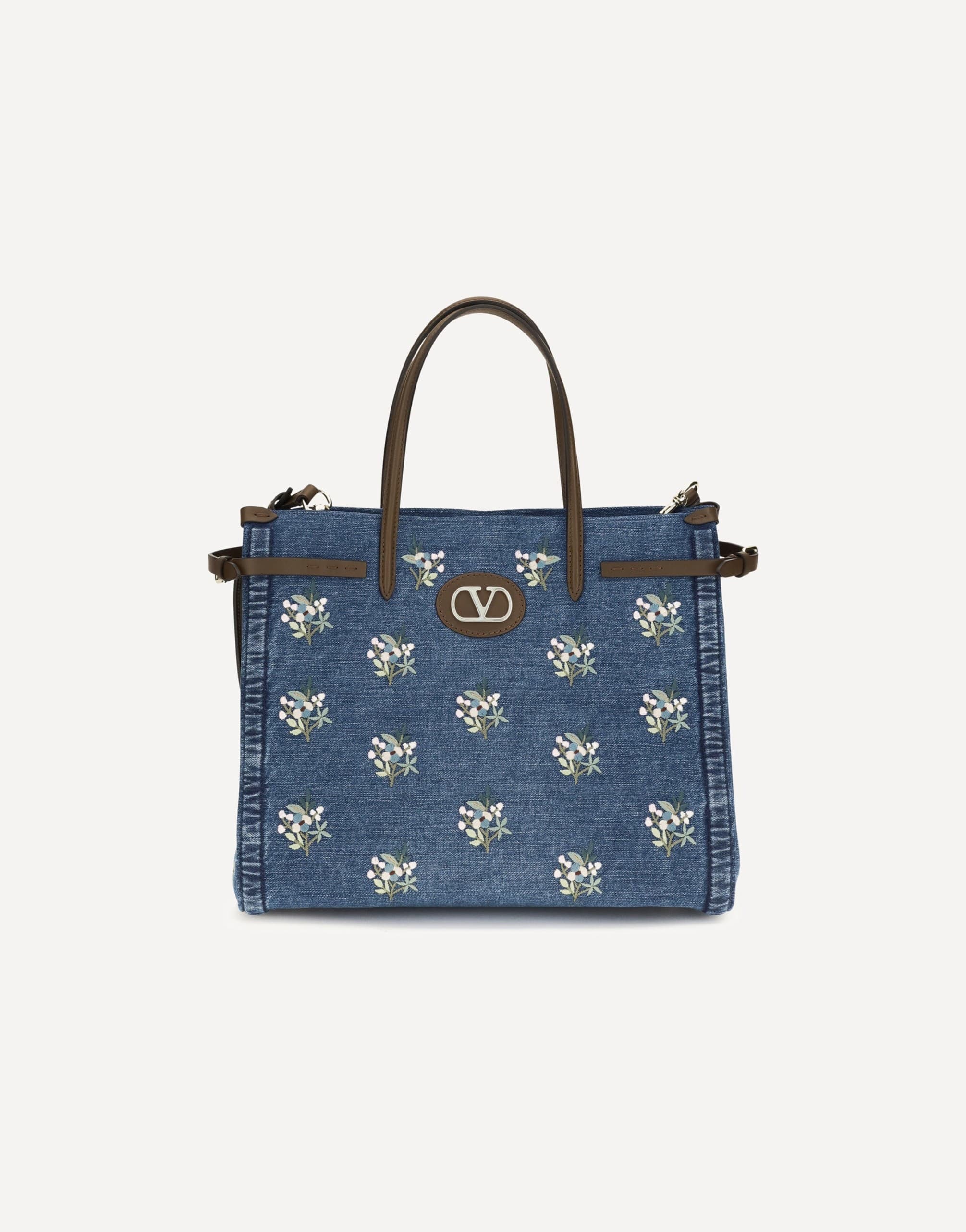 Valentino Garavani Valentino Garavani Medium Antibes Floral Denim Tote