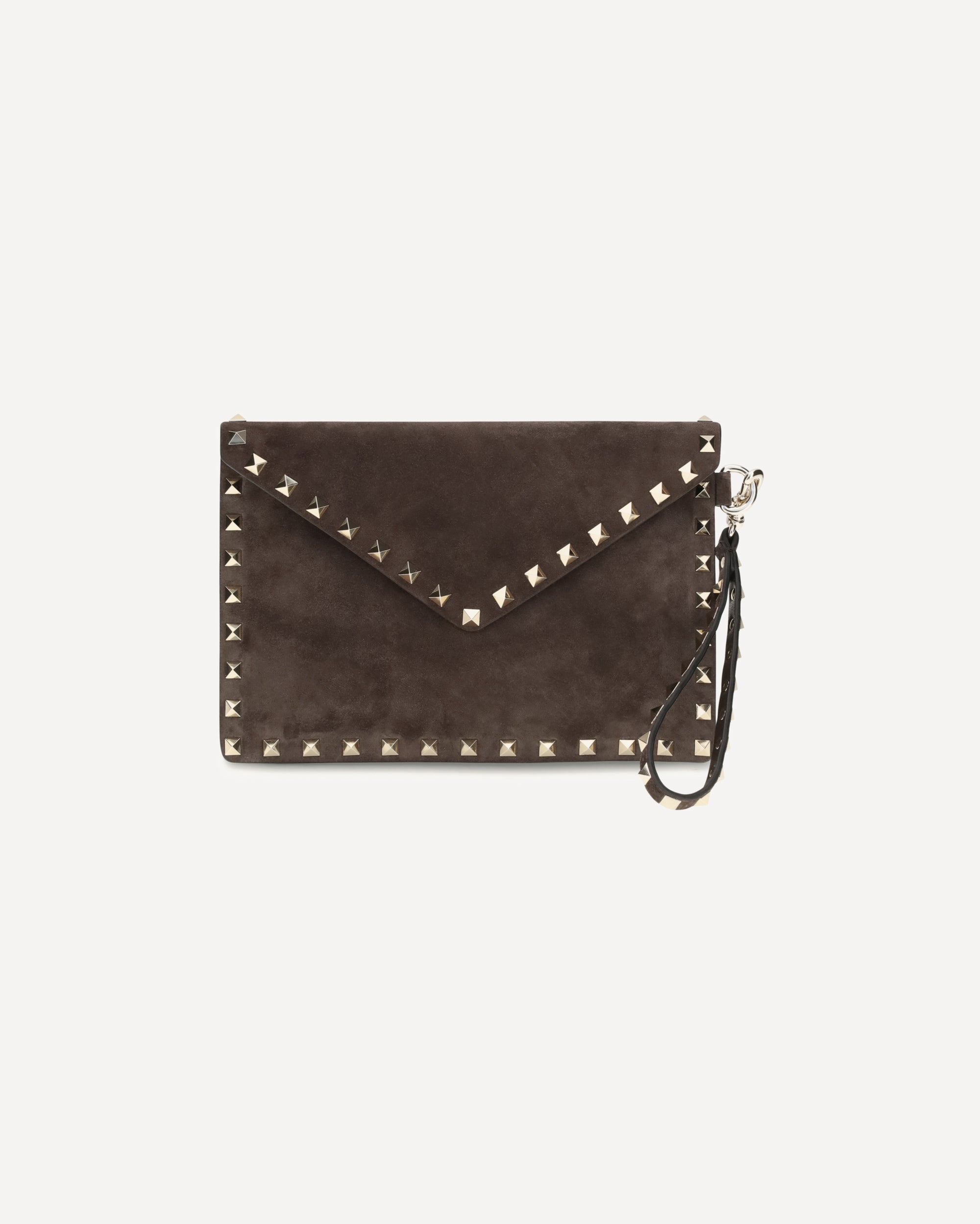 Valentino Garavani Medium Rockstud Suede Clutch