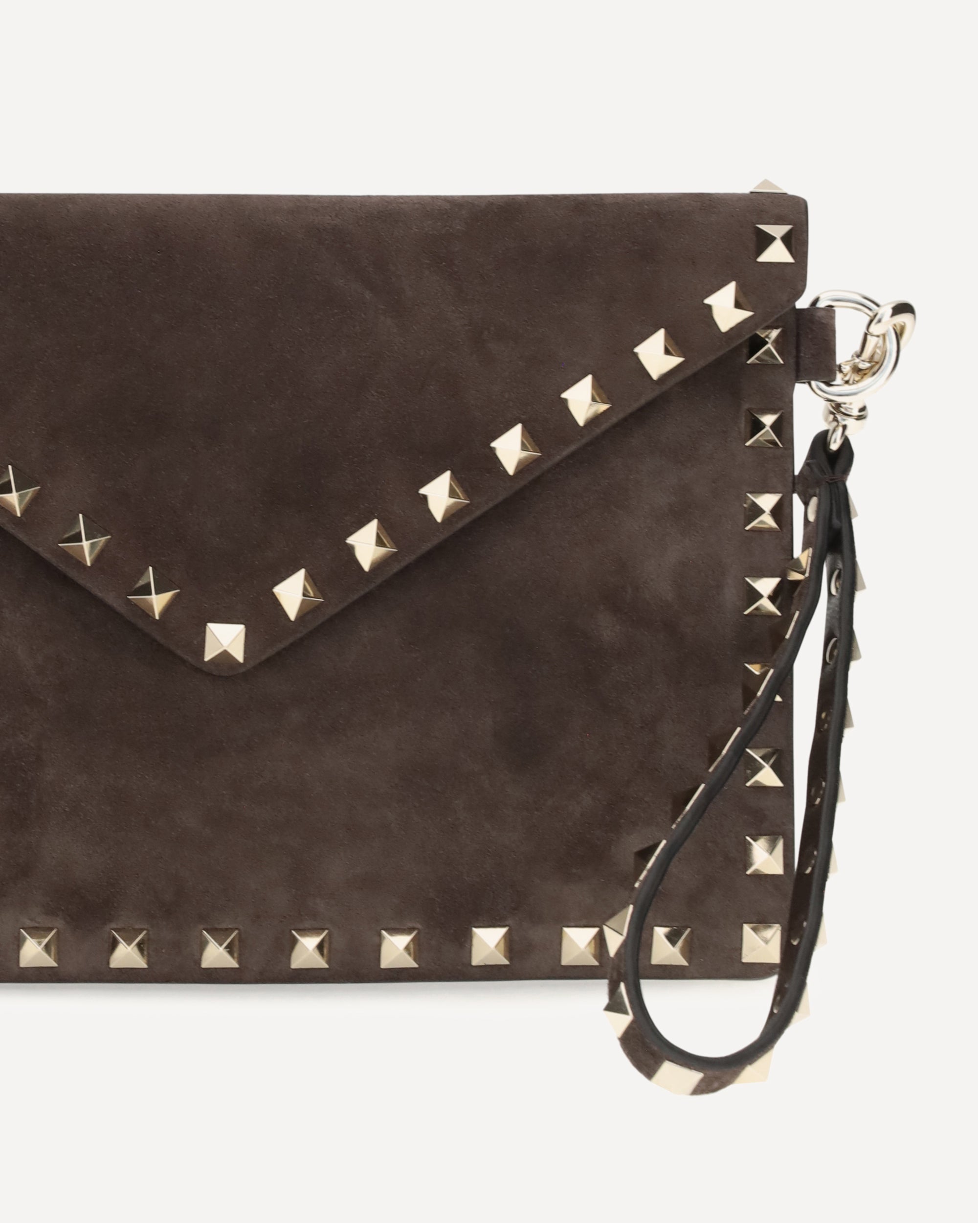 Valentino Garavani Medium Rockstud Suede Clutch