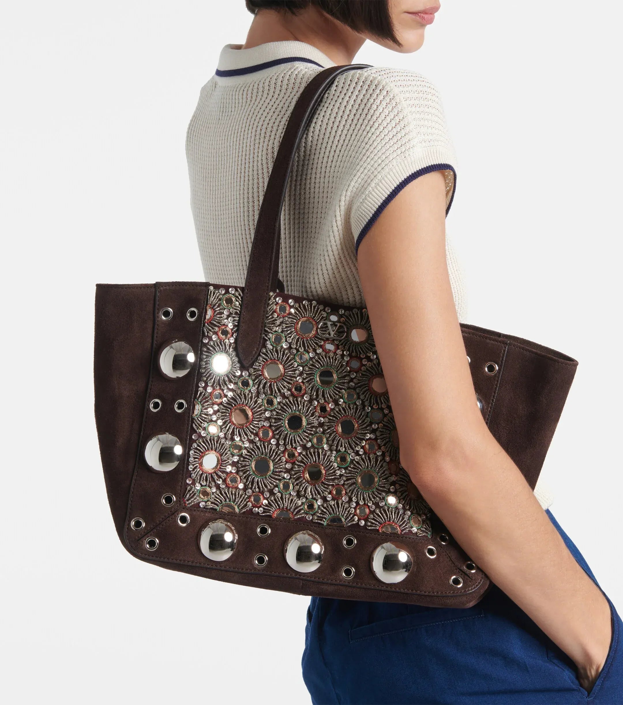 Valentino Garavani Medium Sequin Embroidery Nellcôte Tote Bag