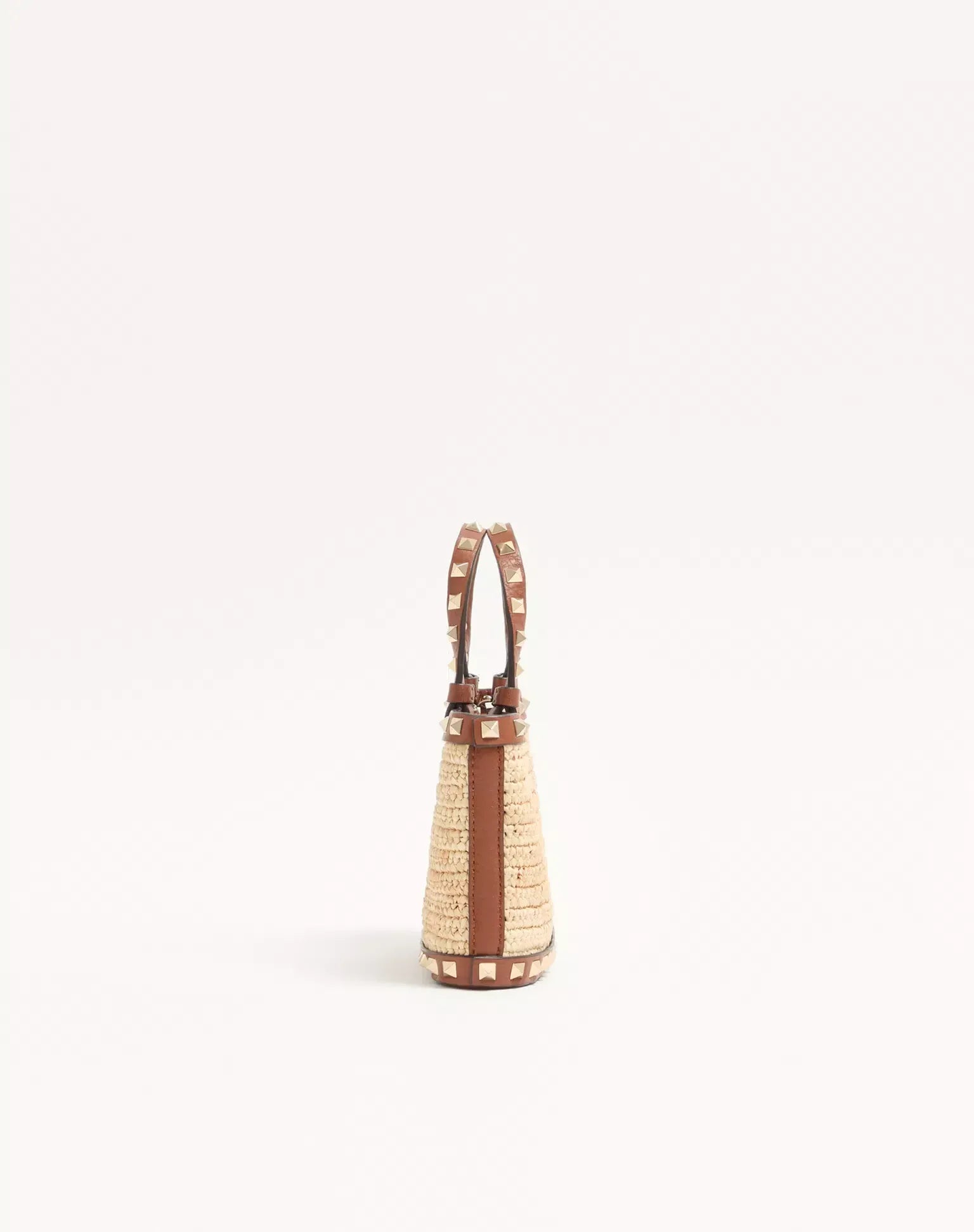 Valentino Garavani Mini Rockstud Straw Tote Bag