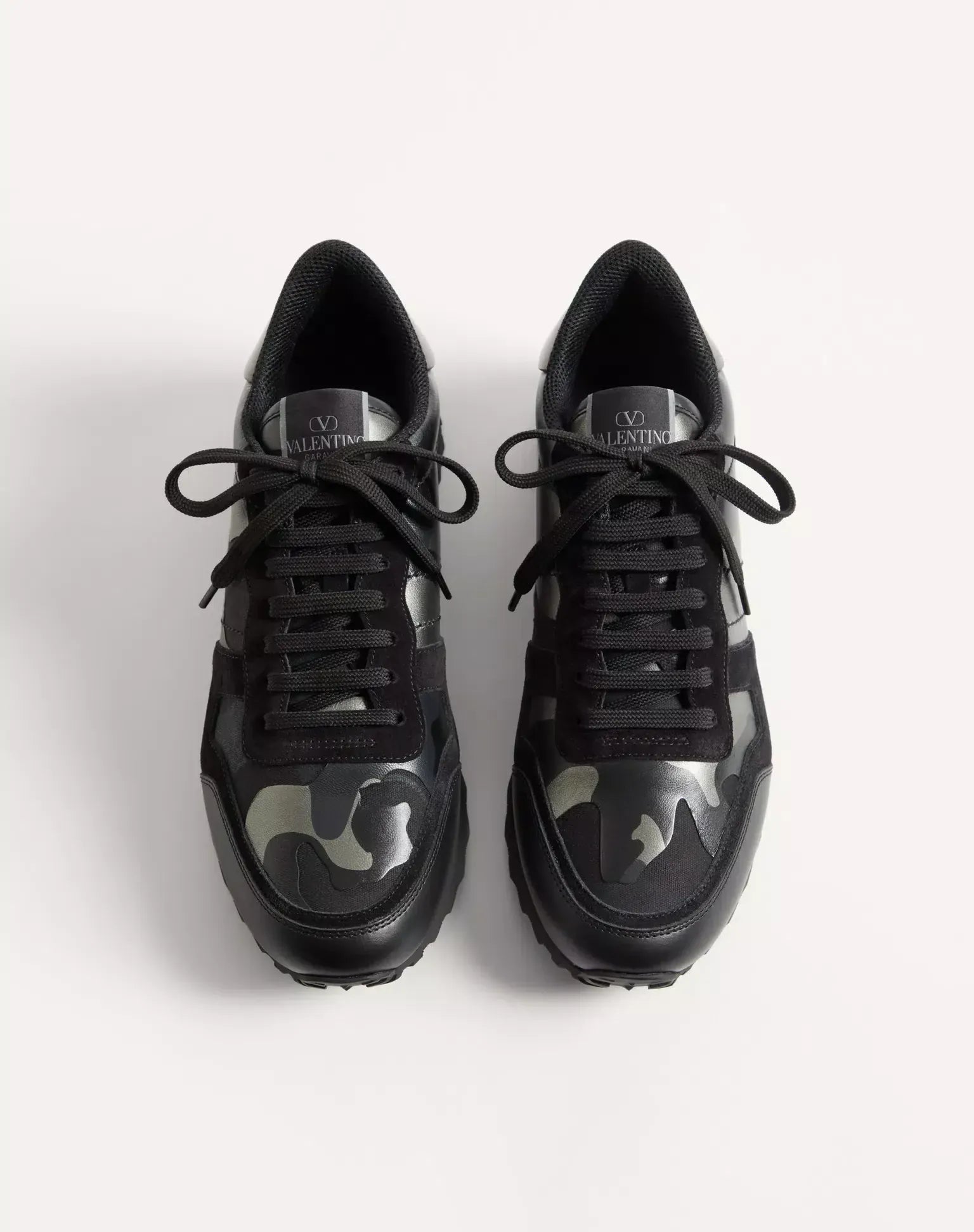 Valentino Garavani Rockrunner Camouflage Noir Metallic Sneakers