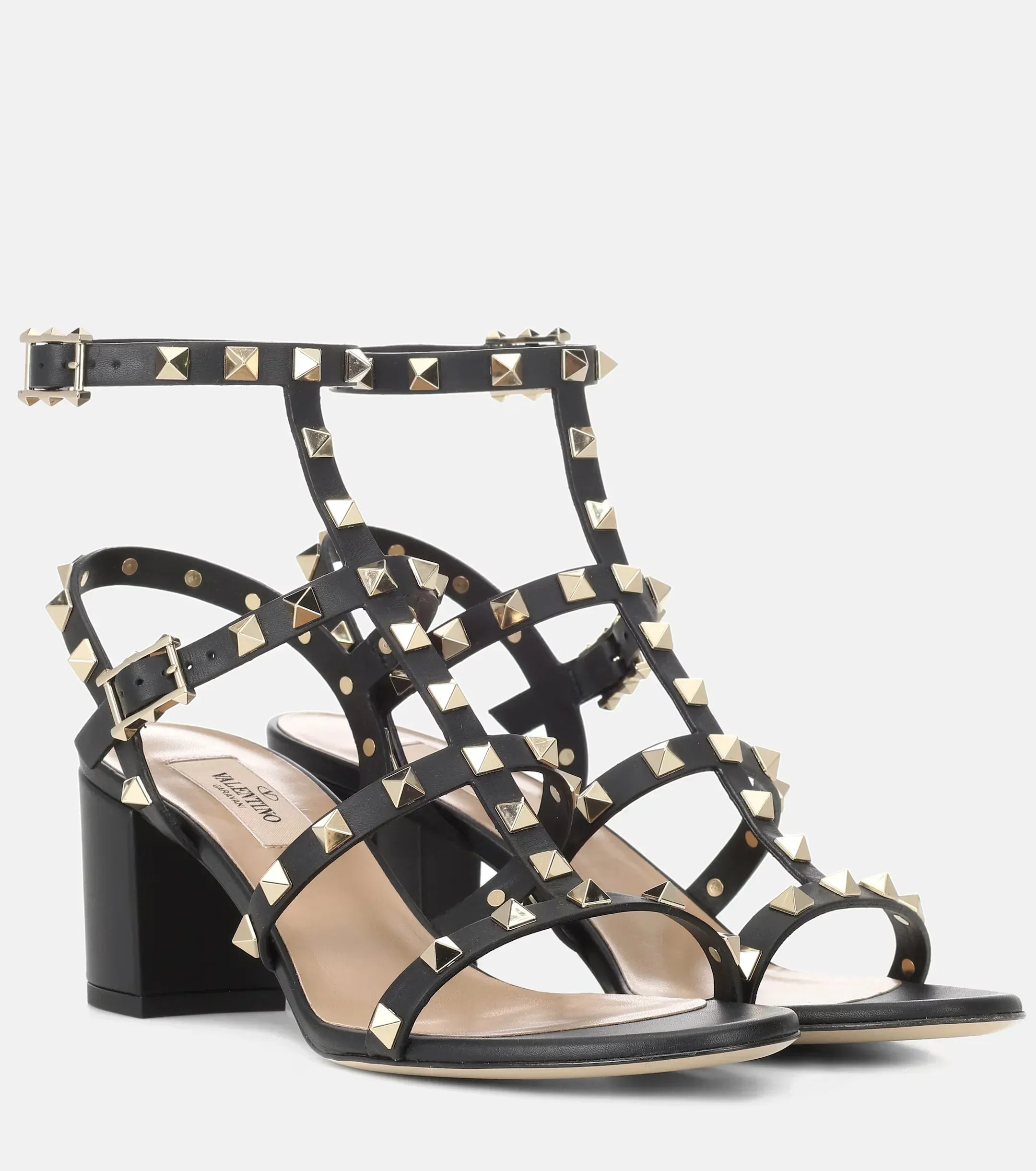 Valentino Garavani Rockstud 铆钉皮革踝带凉鞋