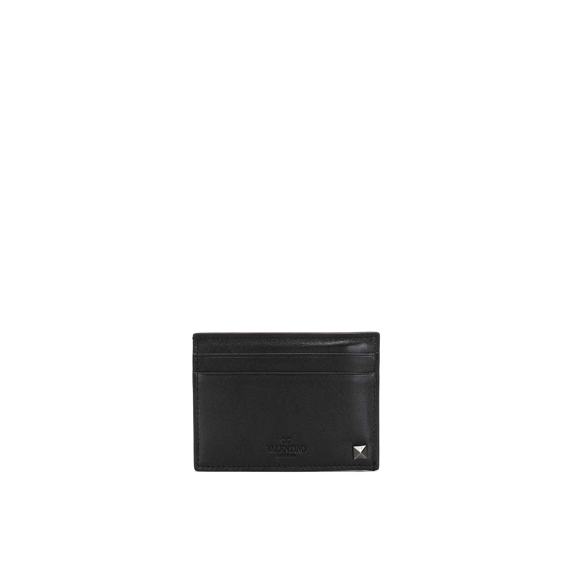 Rockstud Card Holder In Calf Leather - alternate view