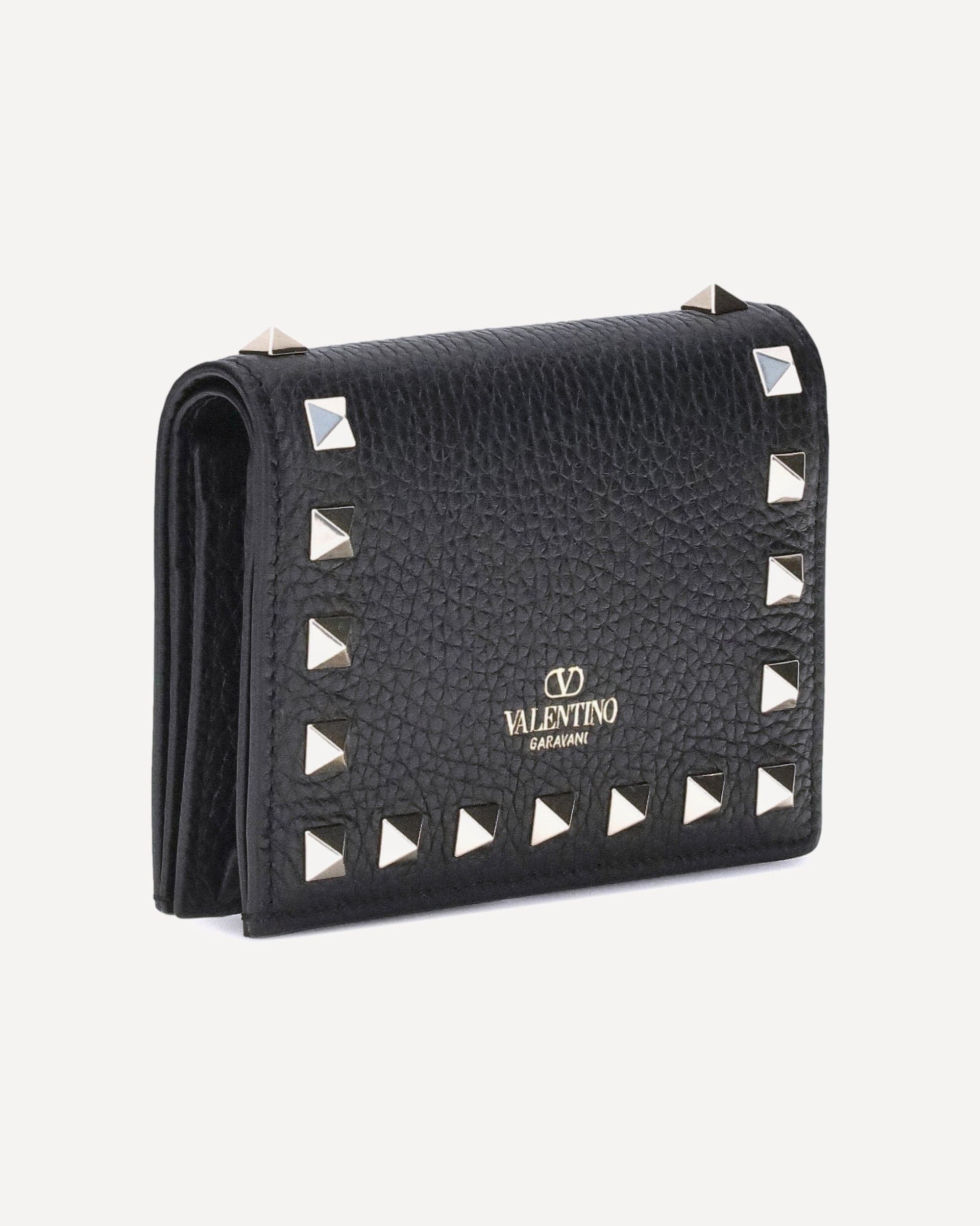 Valentino Garavani Rockstud Wallet Garnet Calfskin Platinum