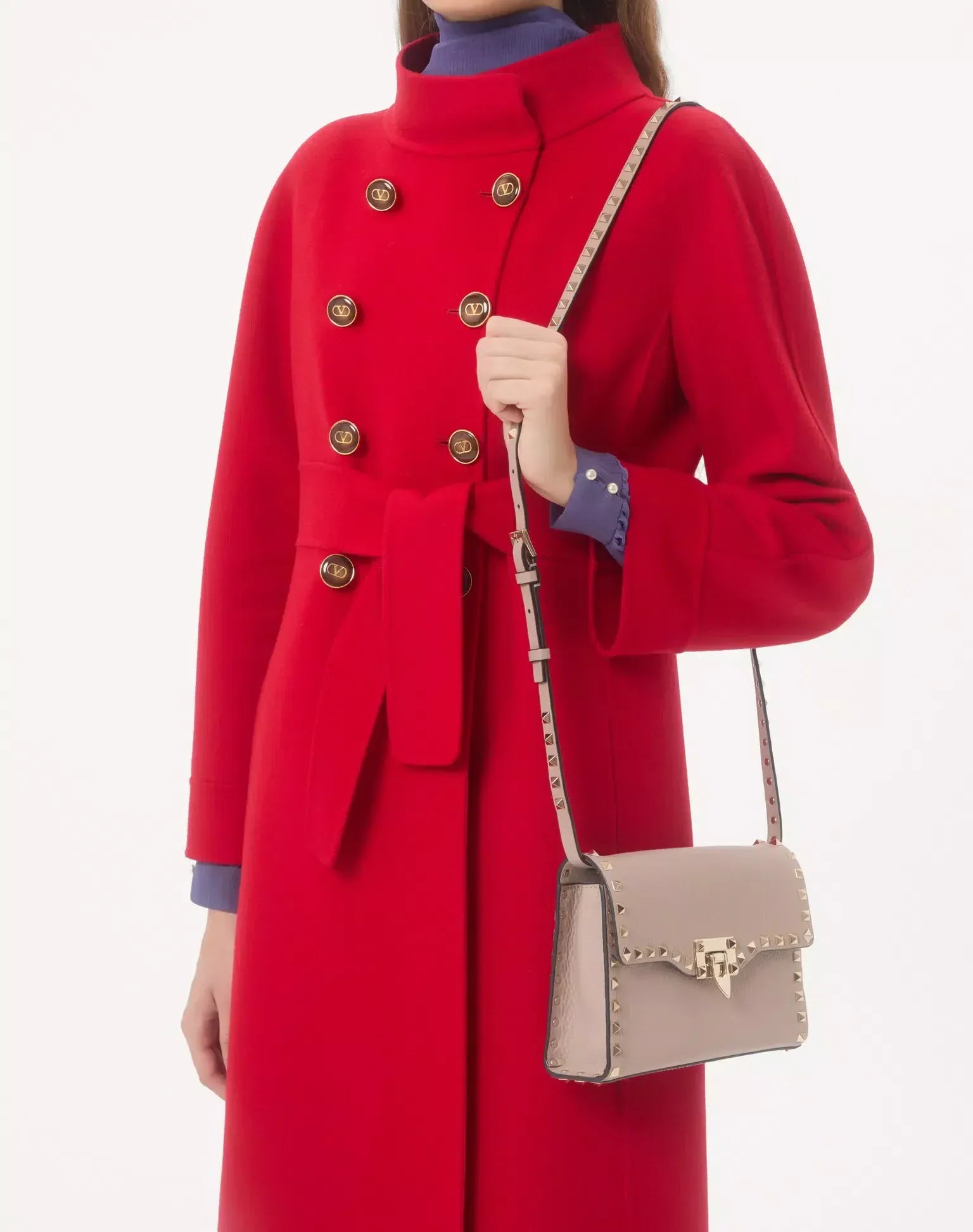 Valentino Garavani Small Rockstud Grainy Calfskin Crossbody Bag