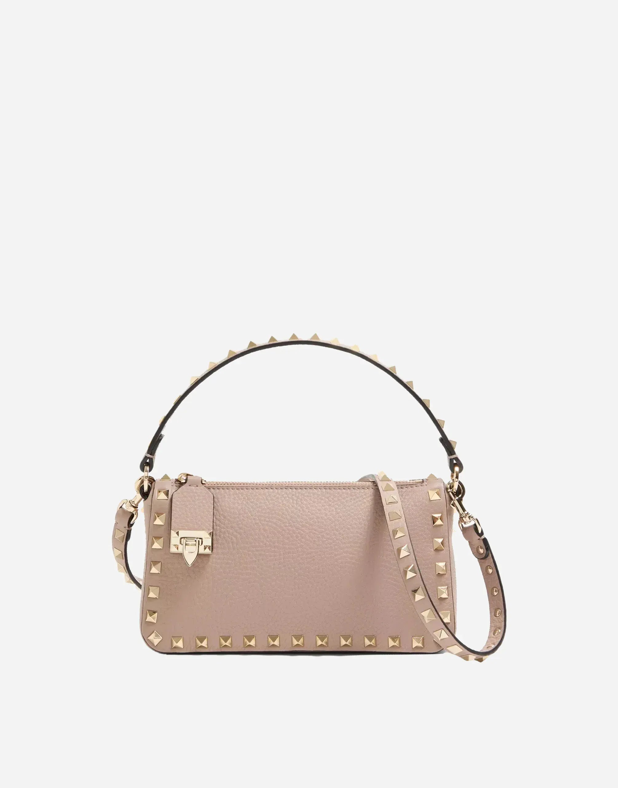 Valentino Garavani Small Rockstud Grainy Plat-Finish Crossbody Bag