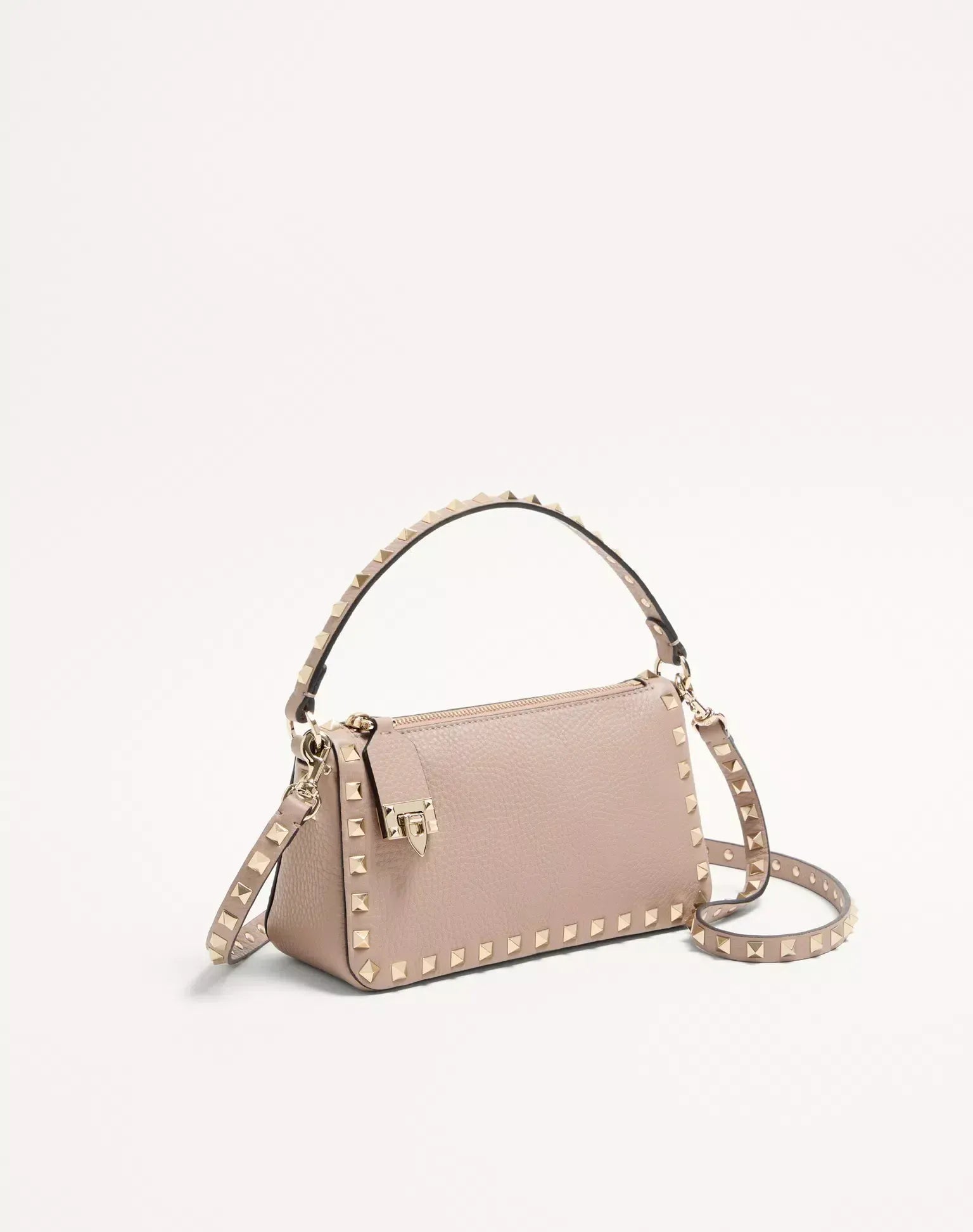 Valentino Garavani Small Rockstud Grainy Plat-Finish Crossbody Bag
