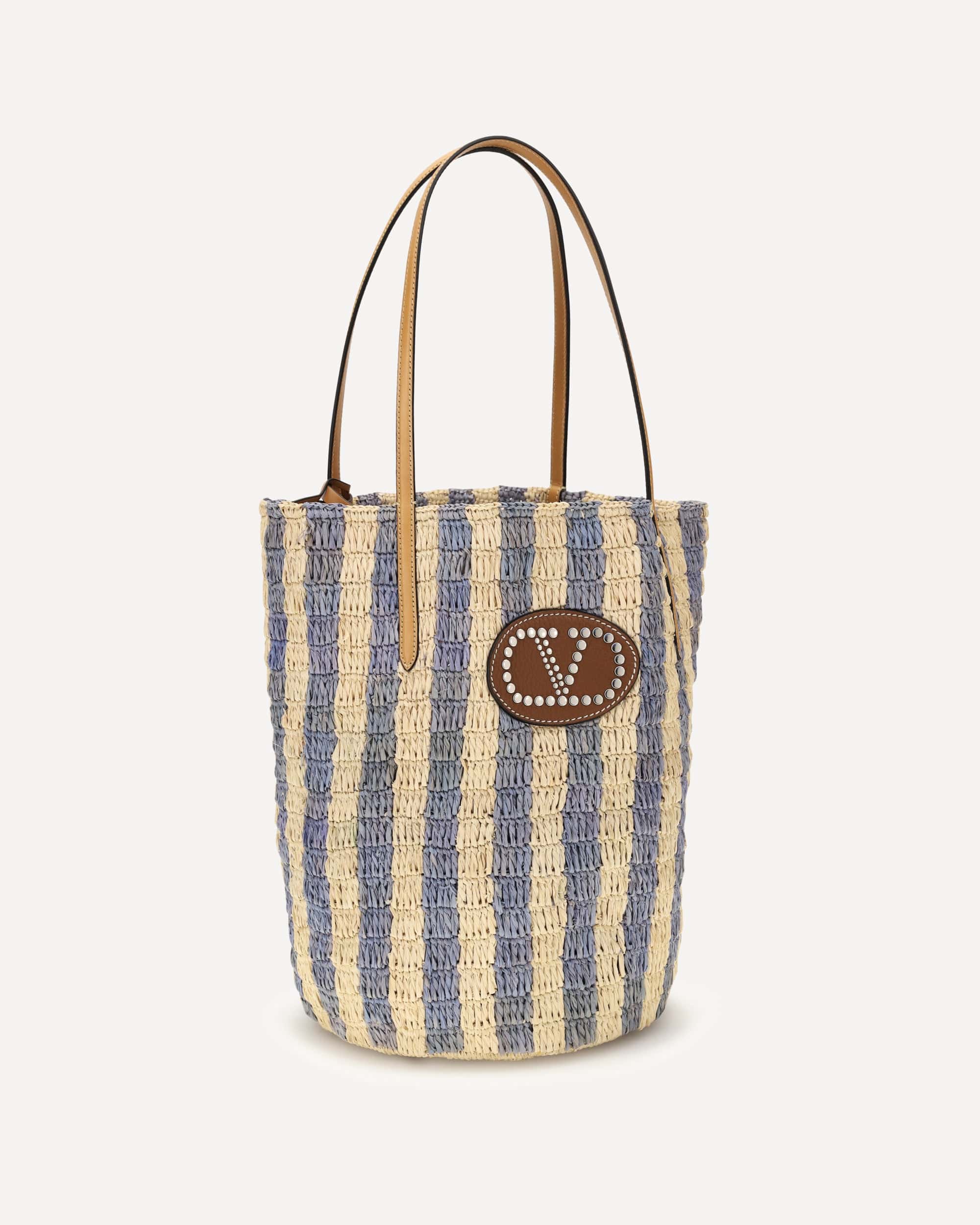 Valentino Garavani Striped Raffia Bucket Bag - alternate view