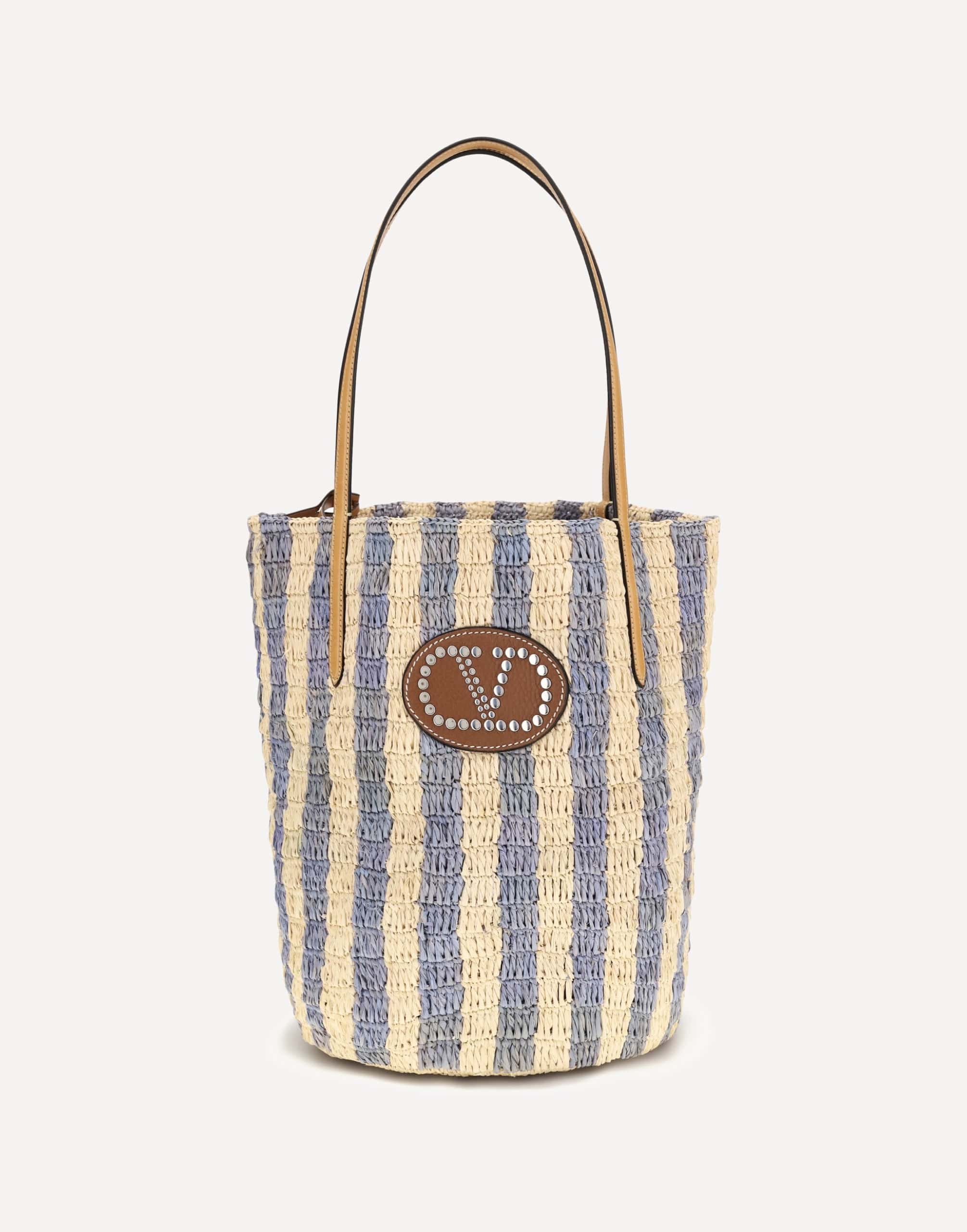 Valentino Garavani Striped Raffia Bucket Bag