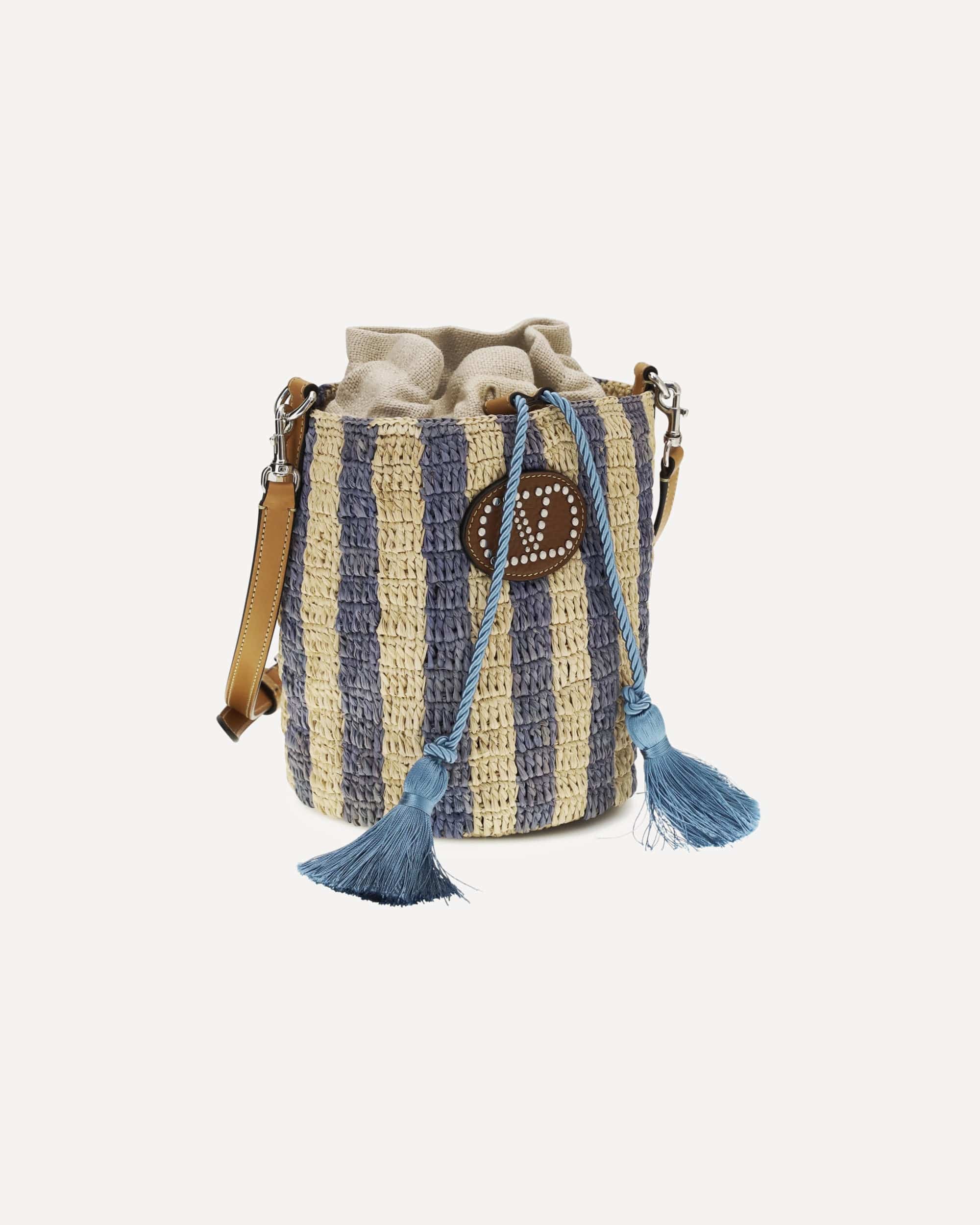Valentino Garavani Striped Raffia Bucket Bag - alternate view