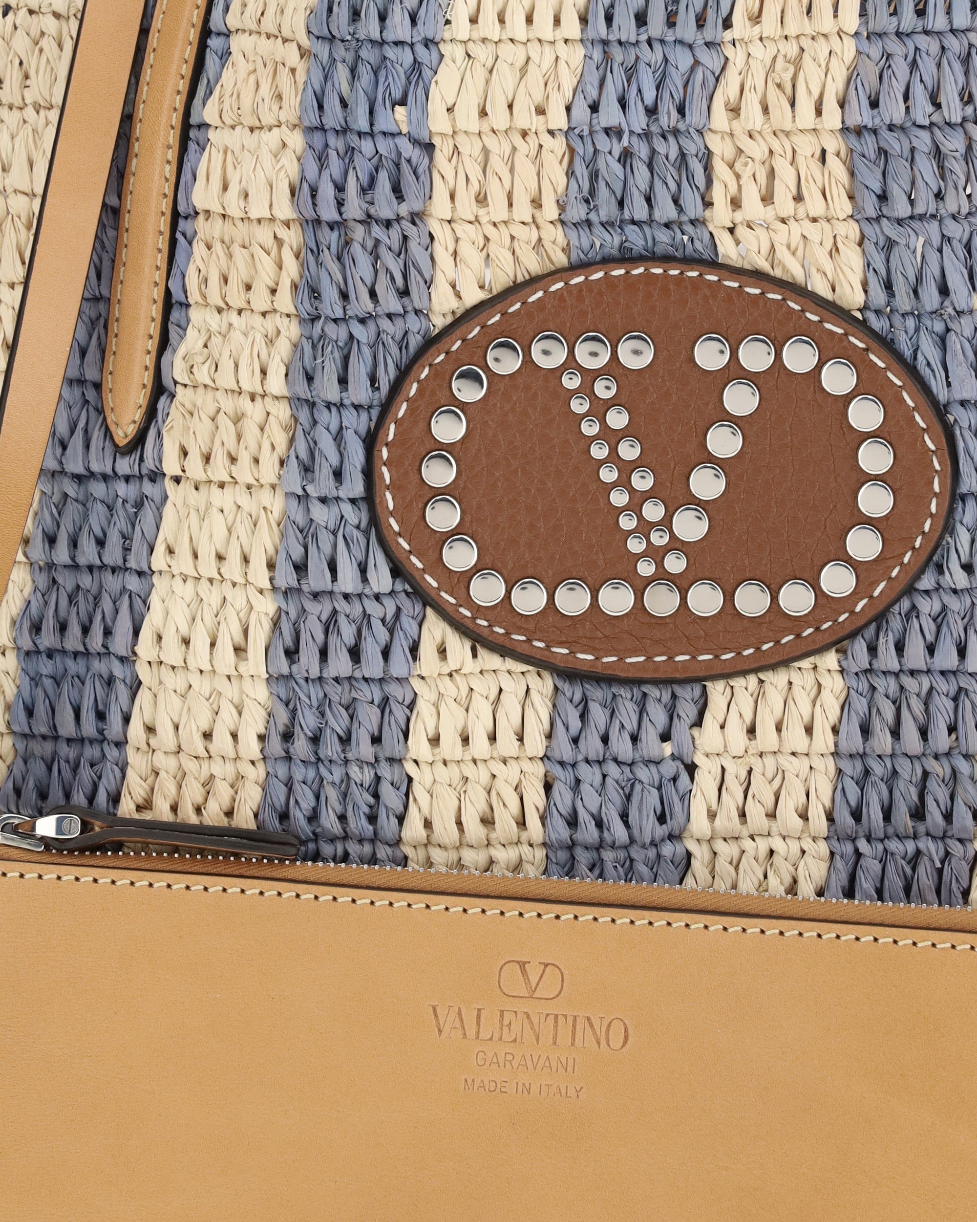 Valentino Garavani Striped Raffia Bucket Bag