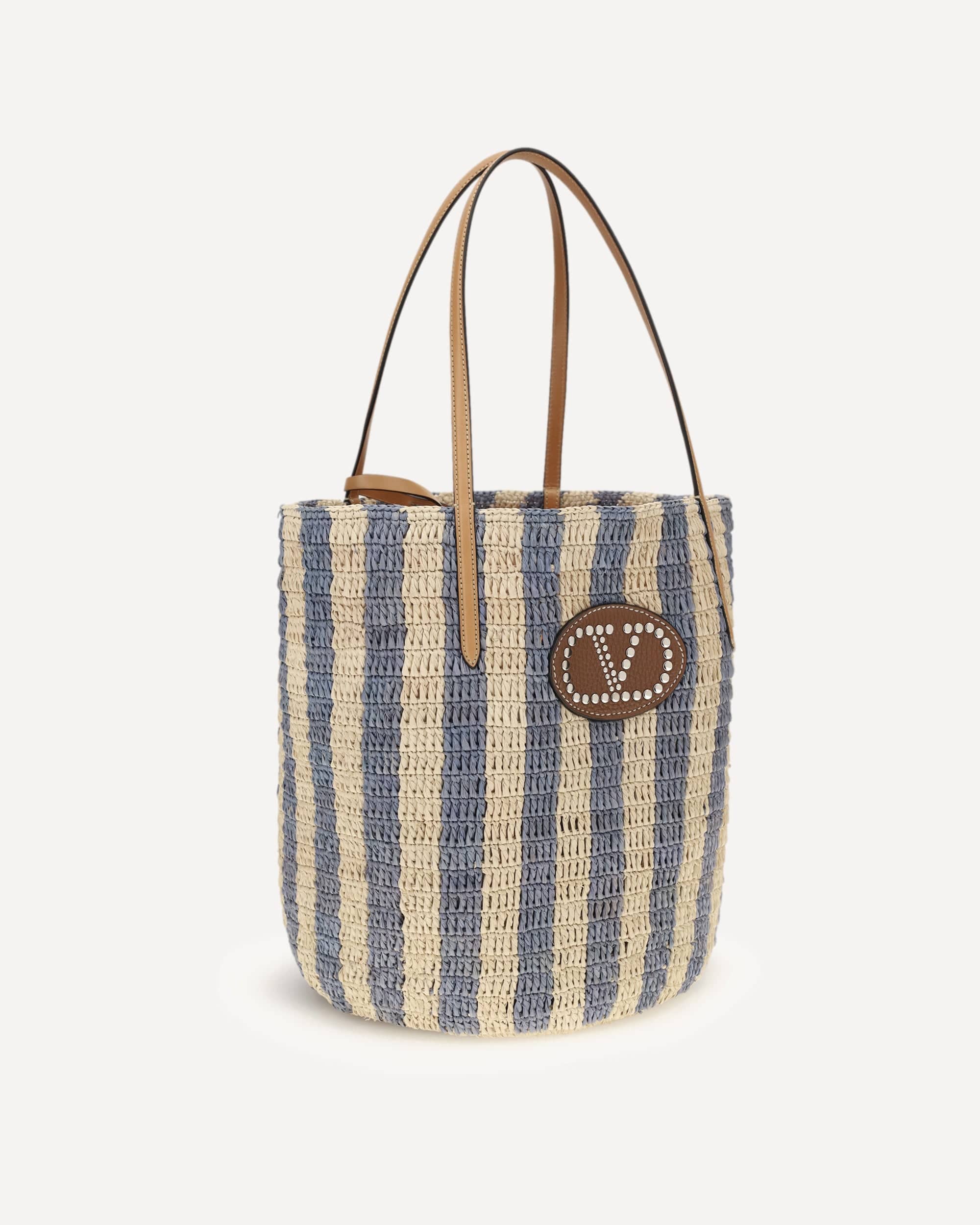 Valentino Garavani Striped Raffia Bucket Bag - alternate view