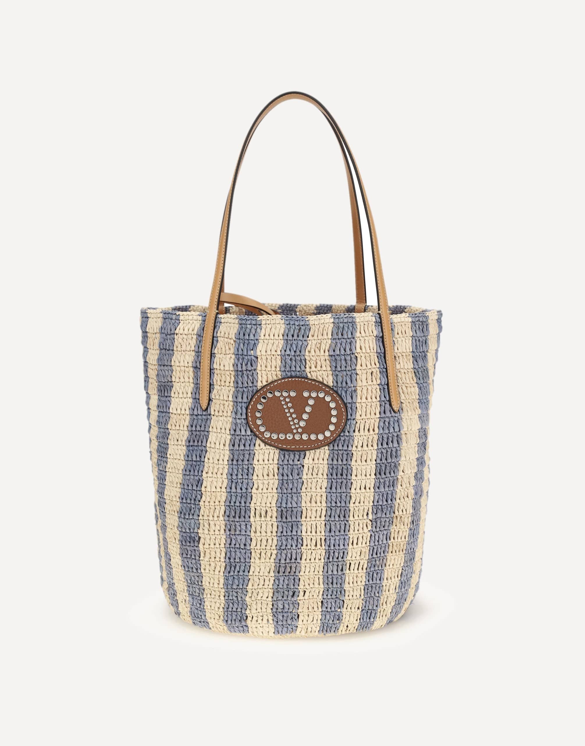 Valentino Garavani Striped Raffia Bucket Bag