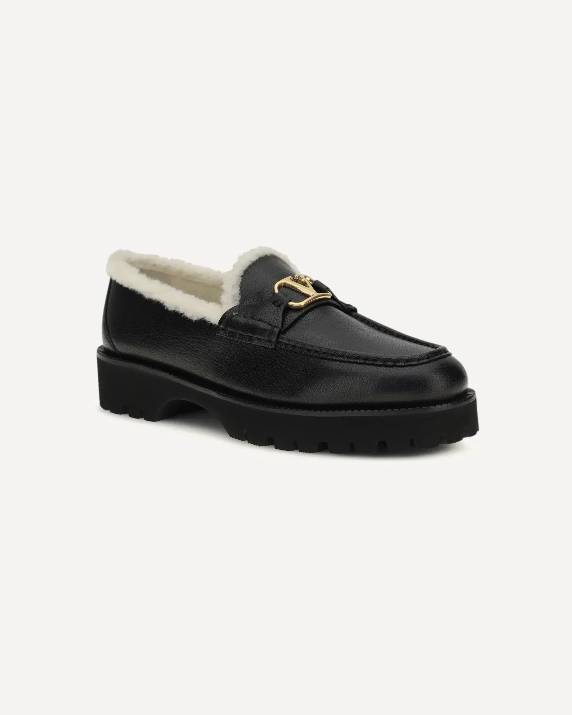 Mocassins Slip-On Vlogo em Pele com Pêlo - alternate view