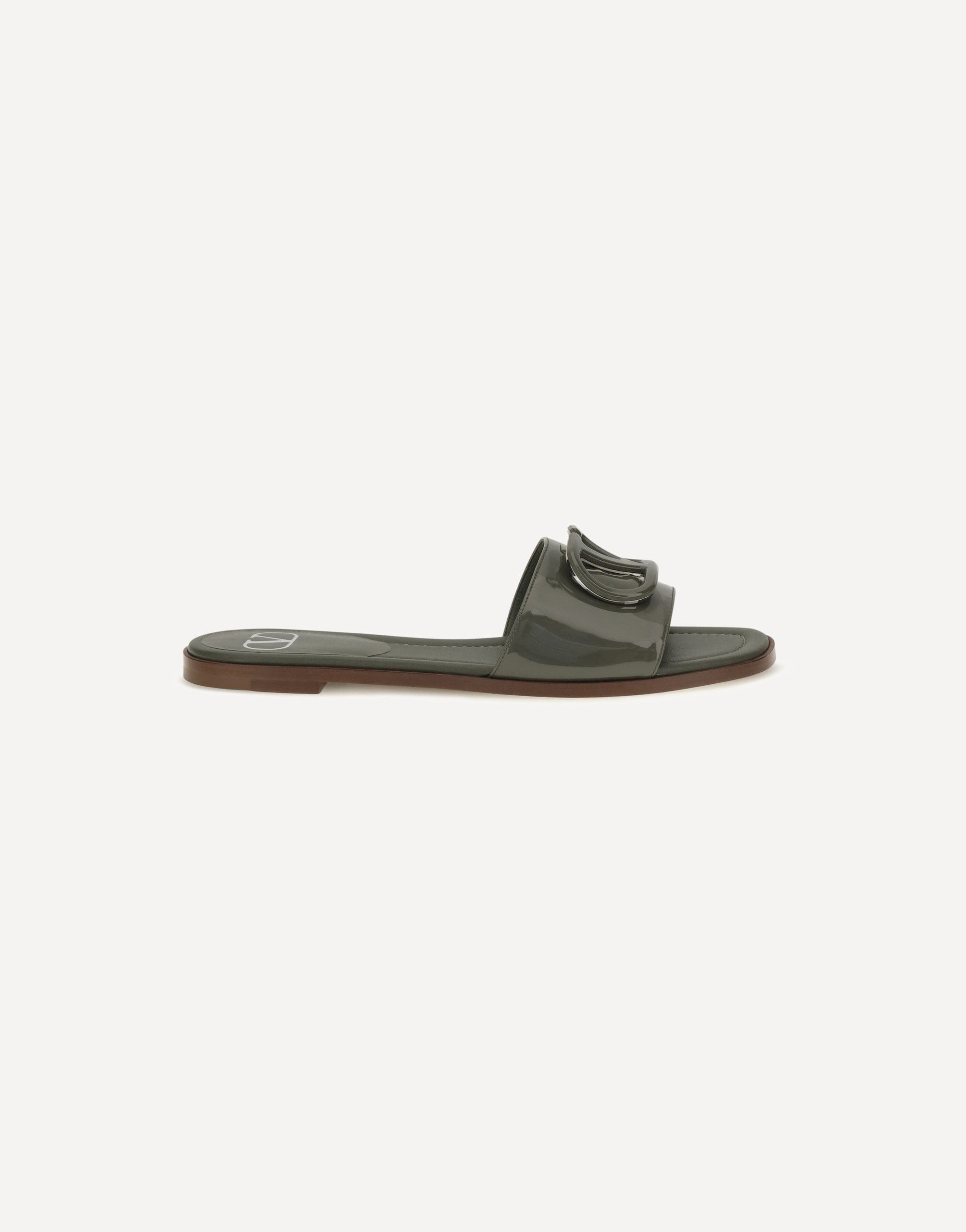 Valentino Garavani Vlogo Patent Leather Slide Sandals
