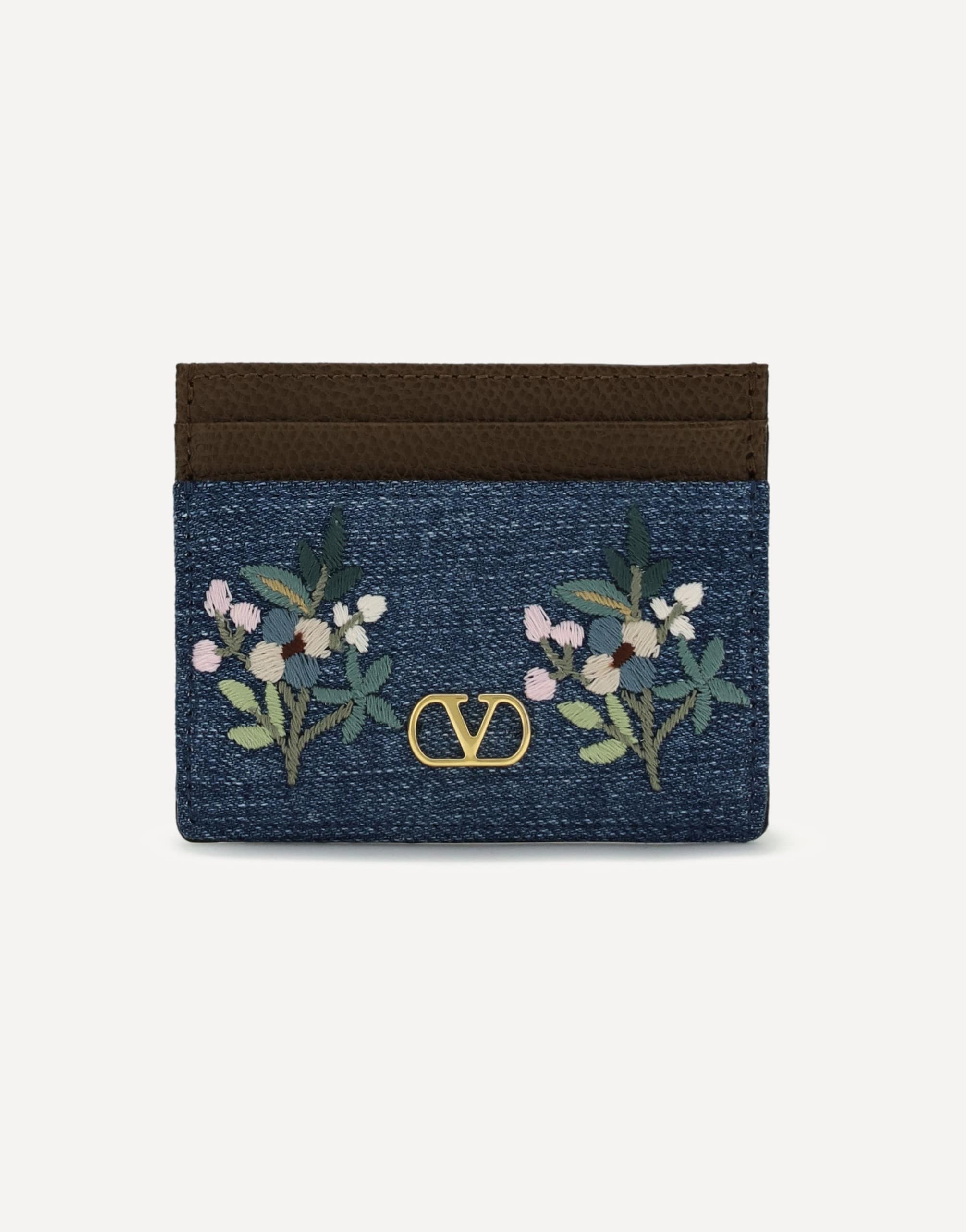 Valentino Garavani Vlogo Signature Denim Card Holder