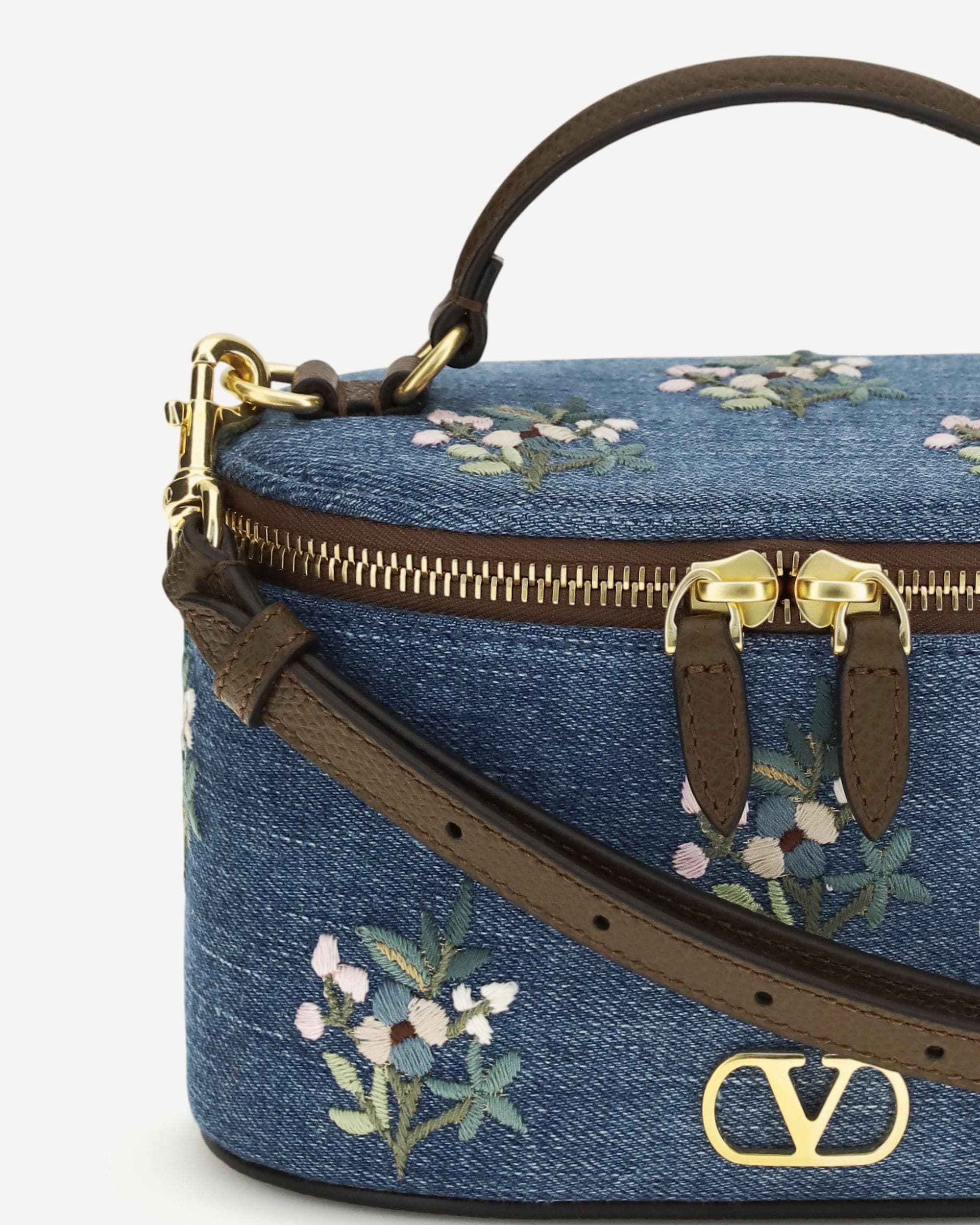 Valentino Garavani Vlogo Signature Denim Vanity Hand Bag