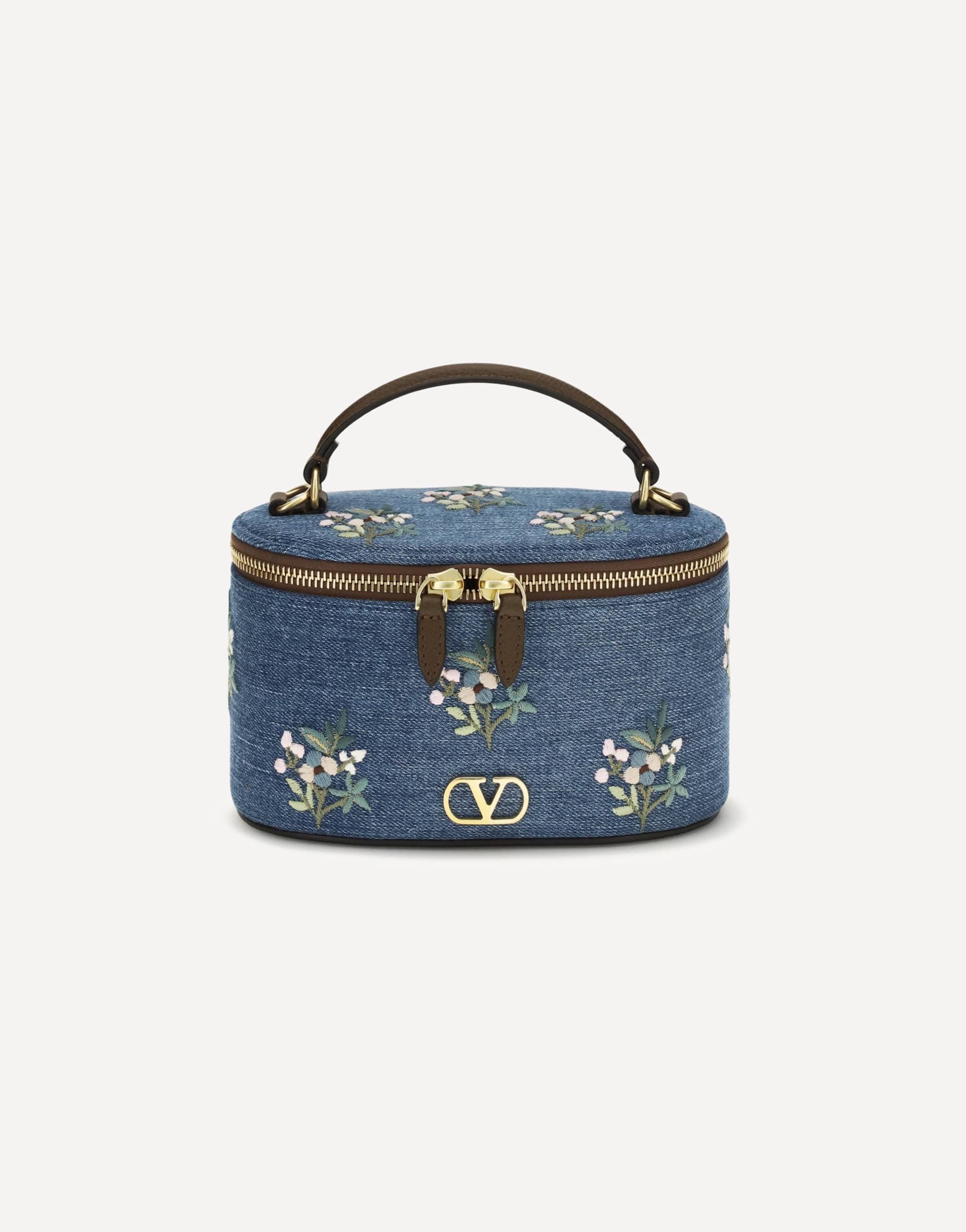 Valentino Garavani Vlogo Signature Denim Vanity Hand Bag