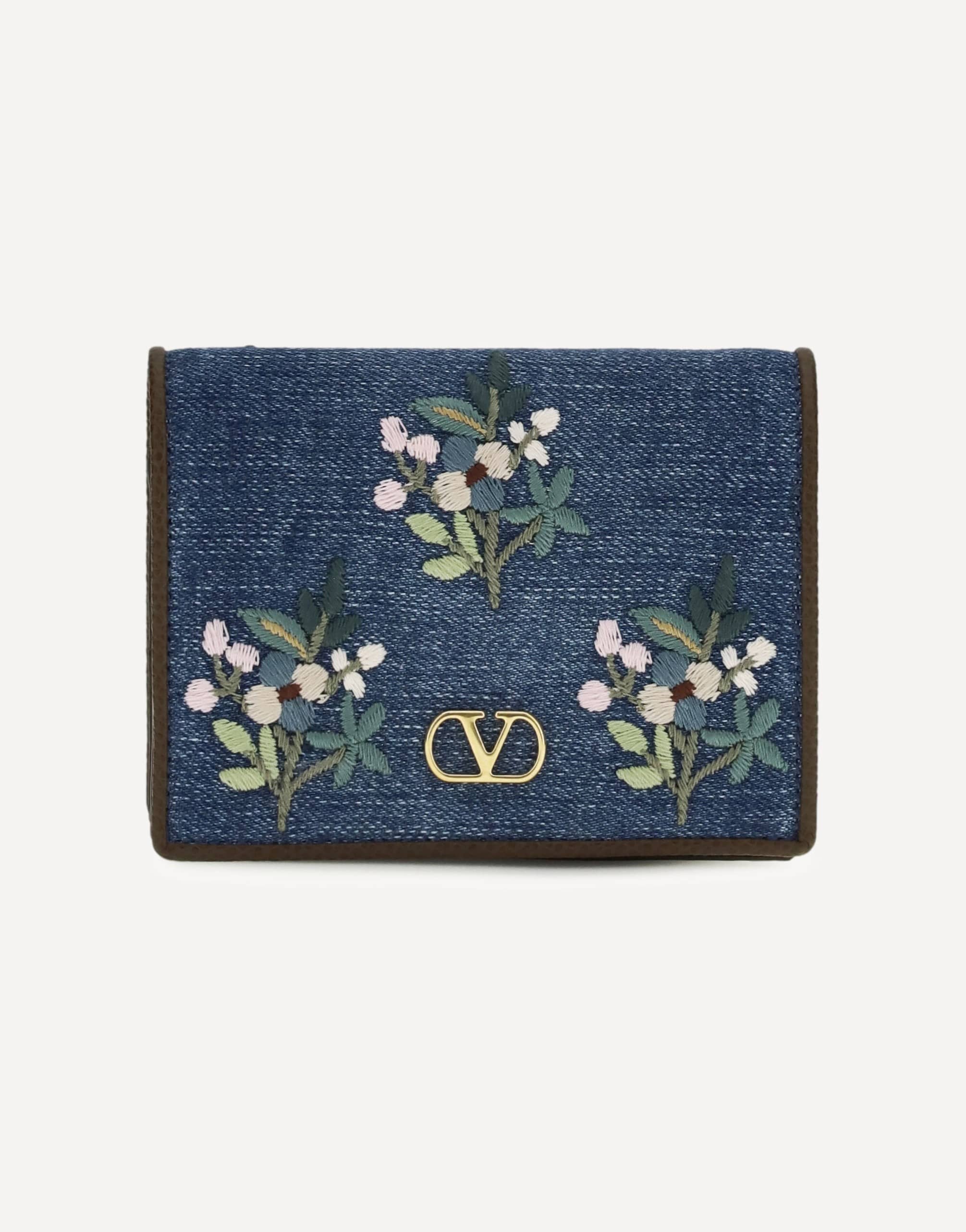 Valentino Garavani Vlogo Signature Denim Wallet