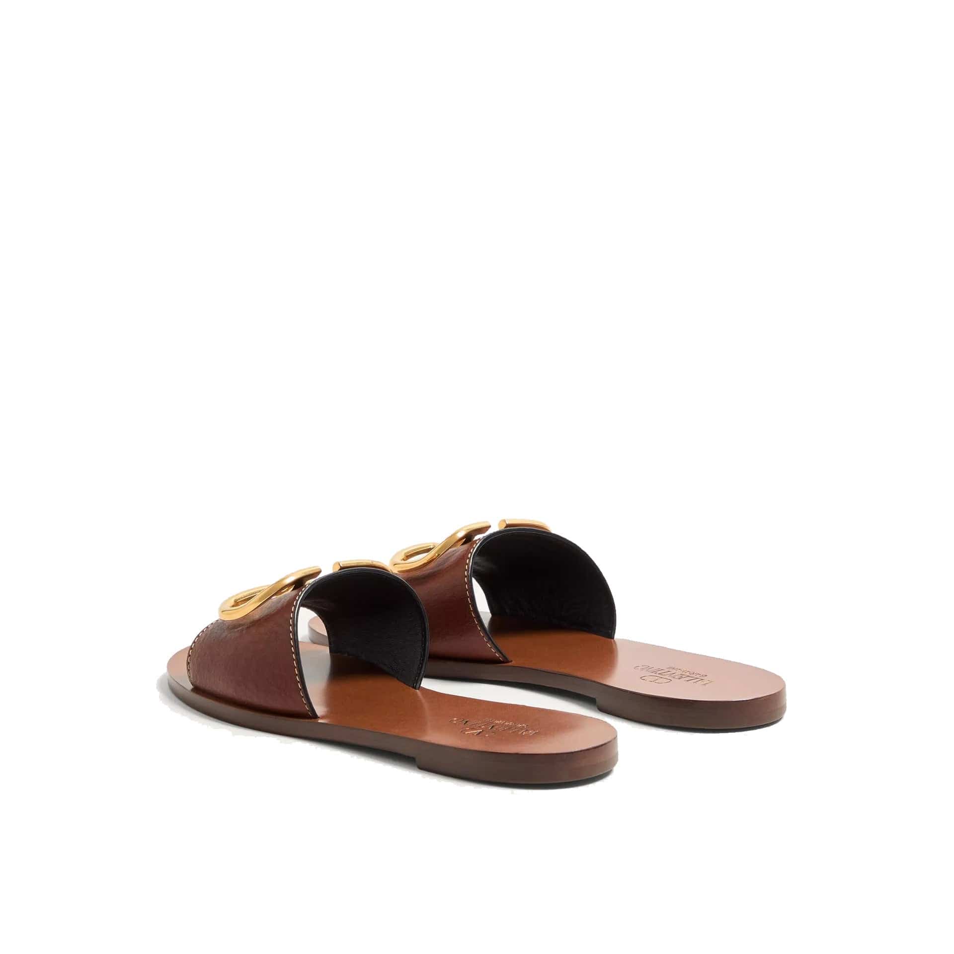 Valentino Garavani Vlogo Slide Sandals In Calf Leather