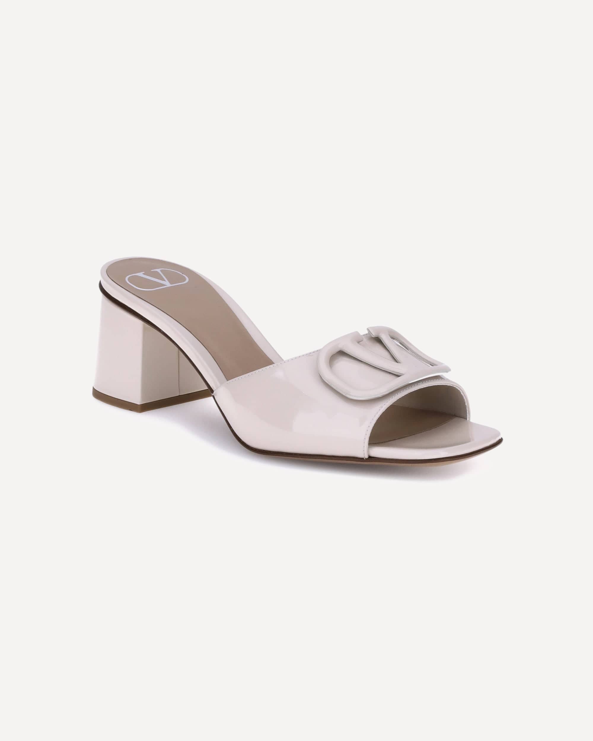Valentino Garavani Vlogo Slide Sandals Patent Leather