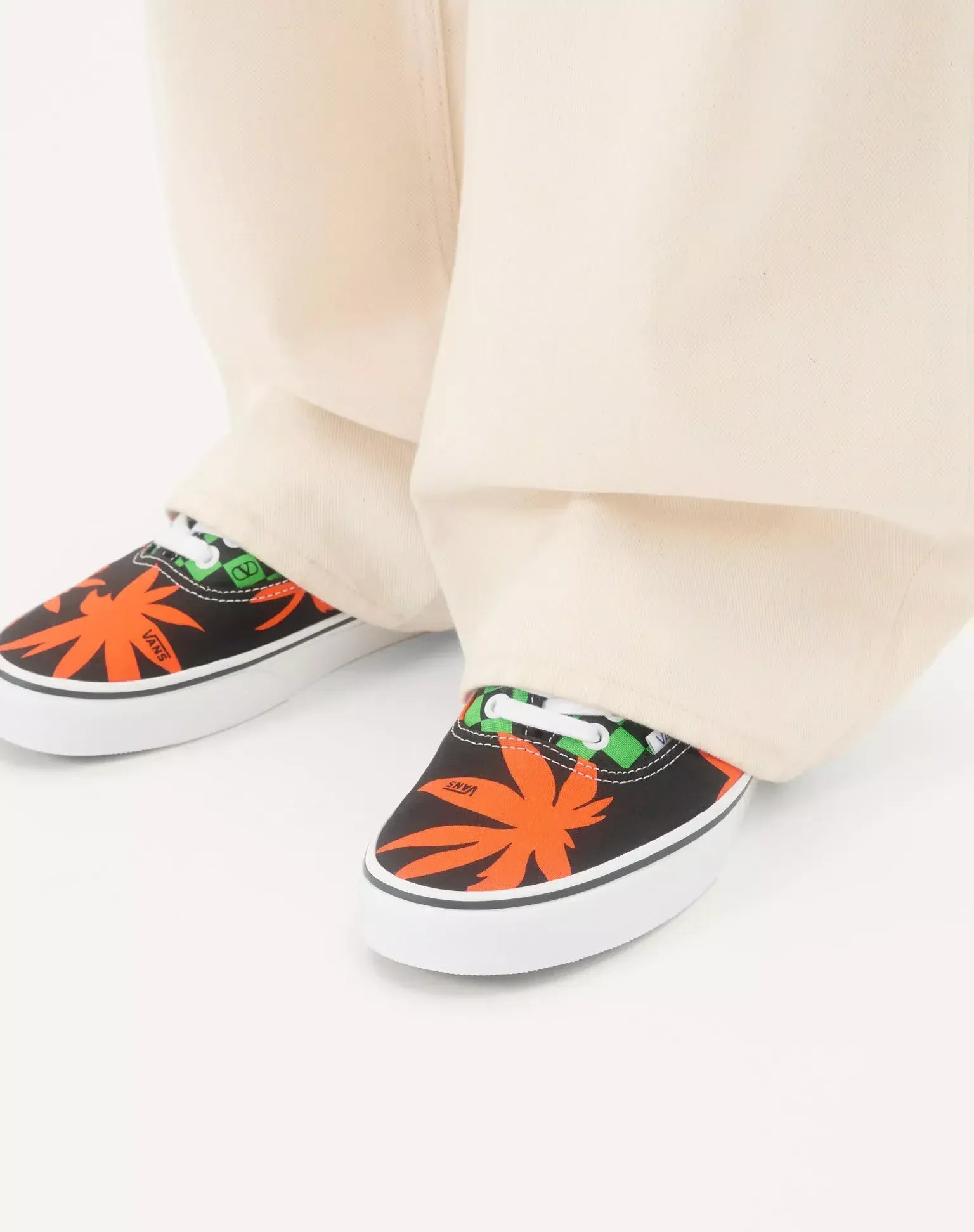 Valentino Garavani X Vans Low-Top VLogo Checkerboard Tropical Leaves Sneakers