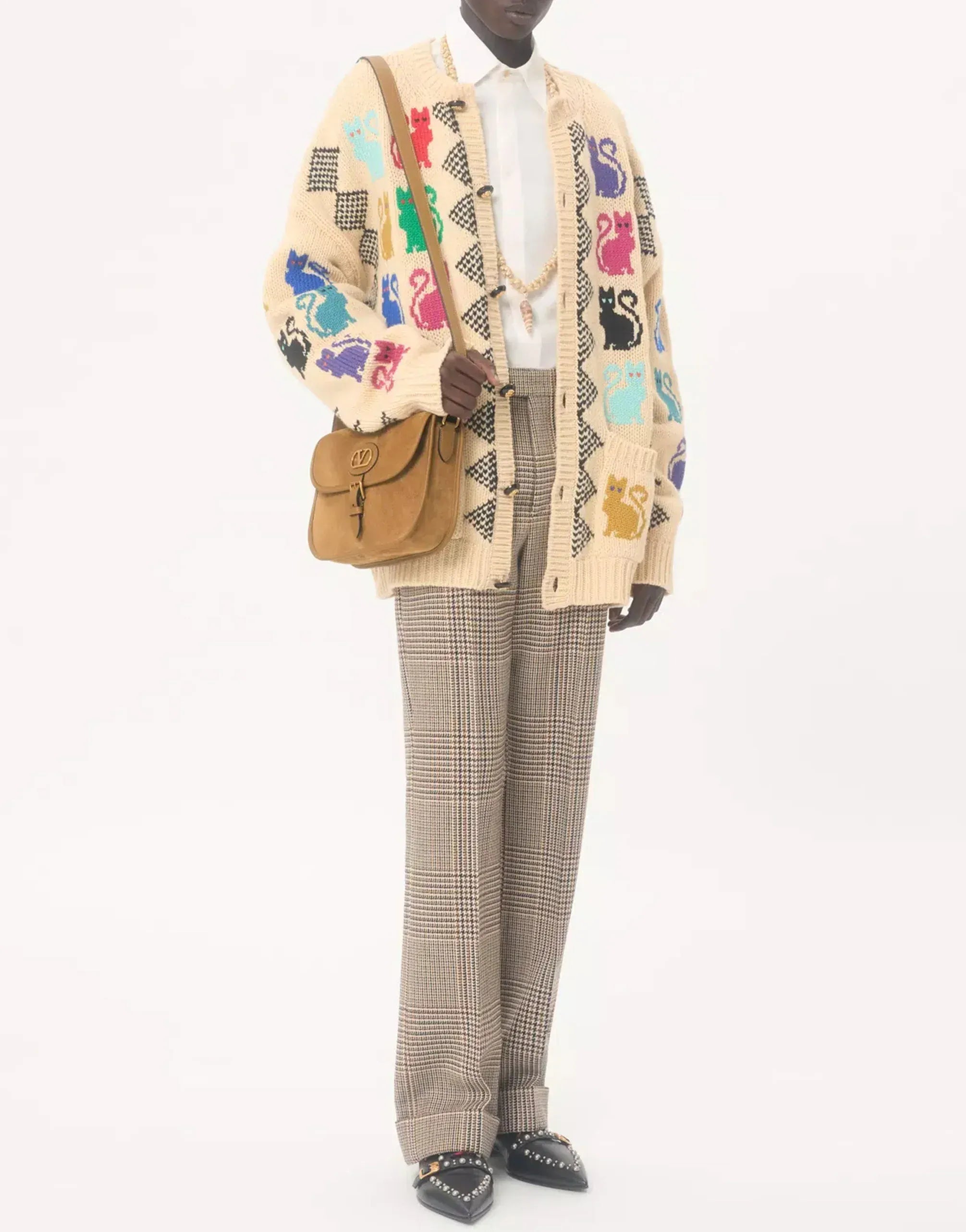 Valentino Jacquard Virgin Wool Cardigan