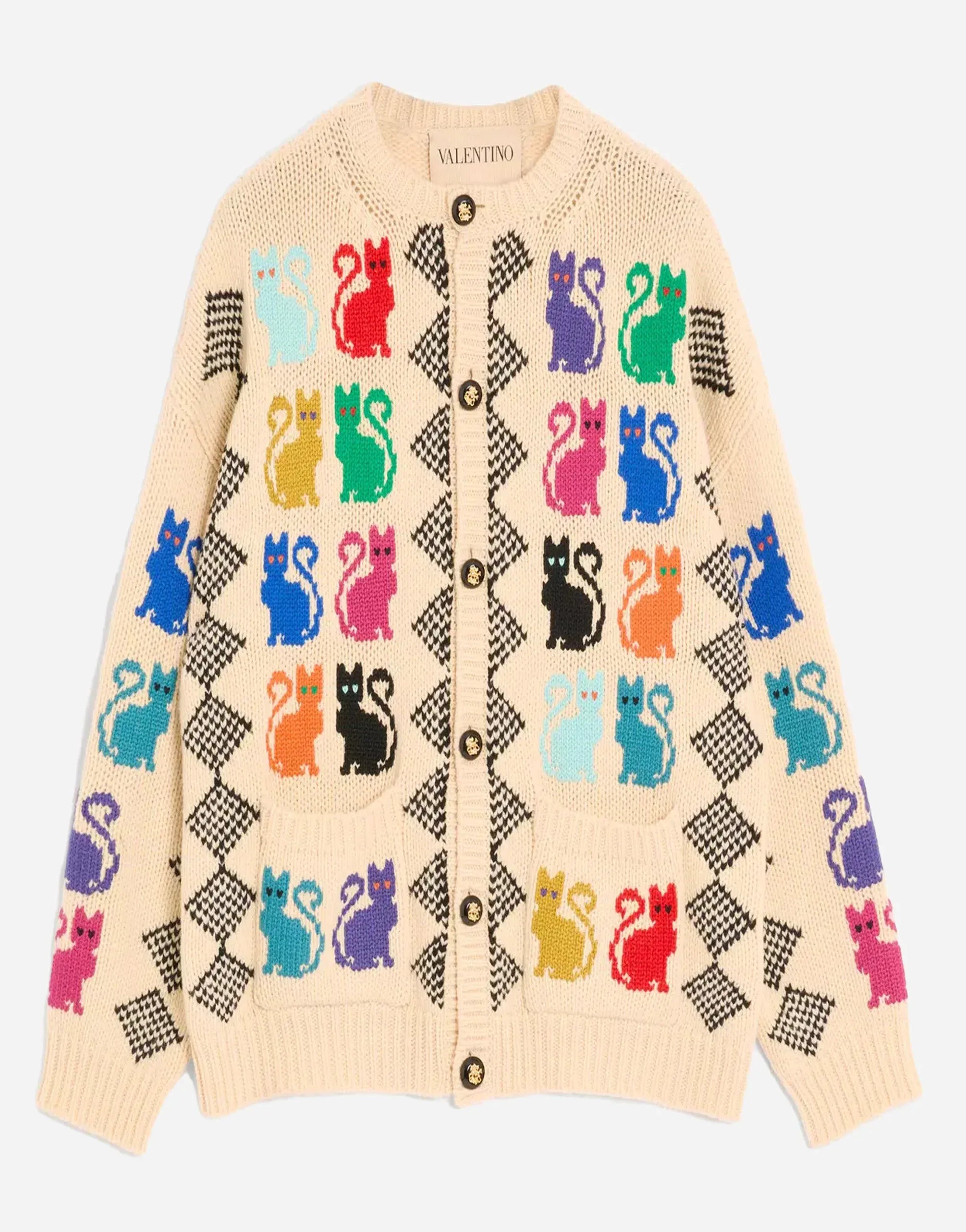 Valentino Jacquard Virgin Wool Cardigan