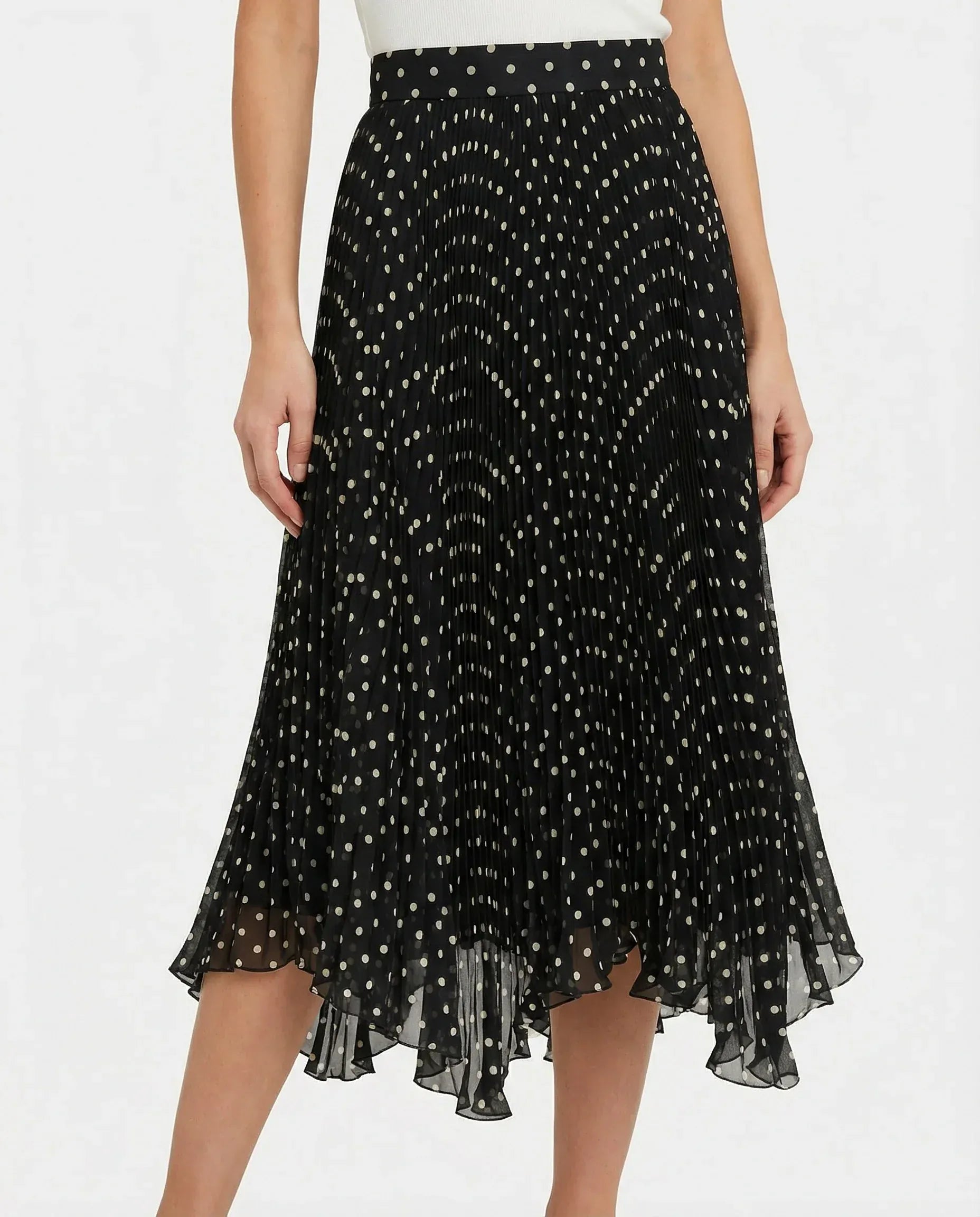 Valentino Polka Dot Grain De Poudre Midi Skirt - alternate view