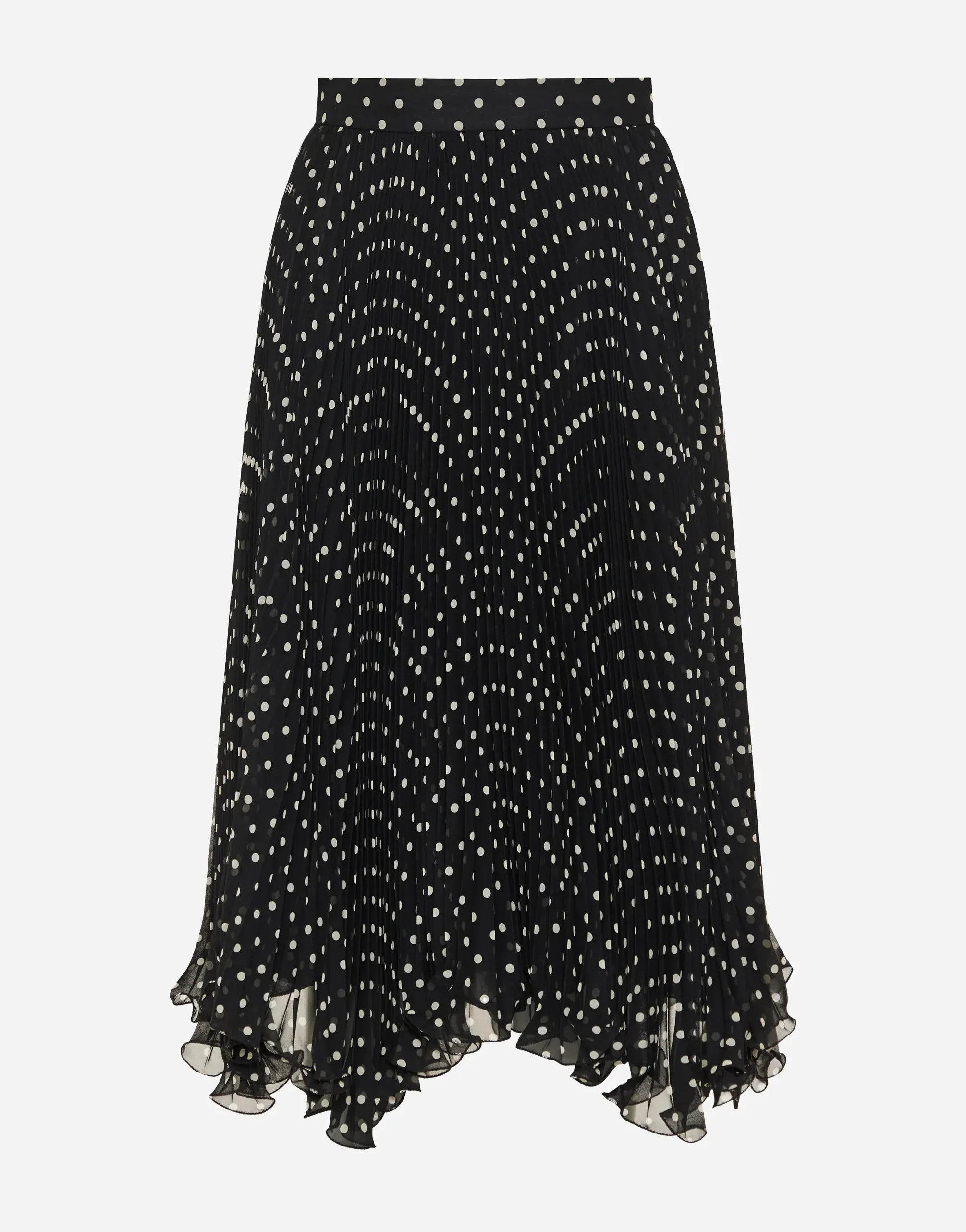 Valentino Polka Dot Grain De Poudre Midi Skirt