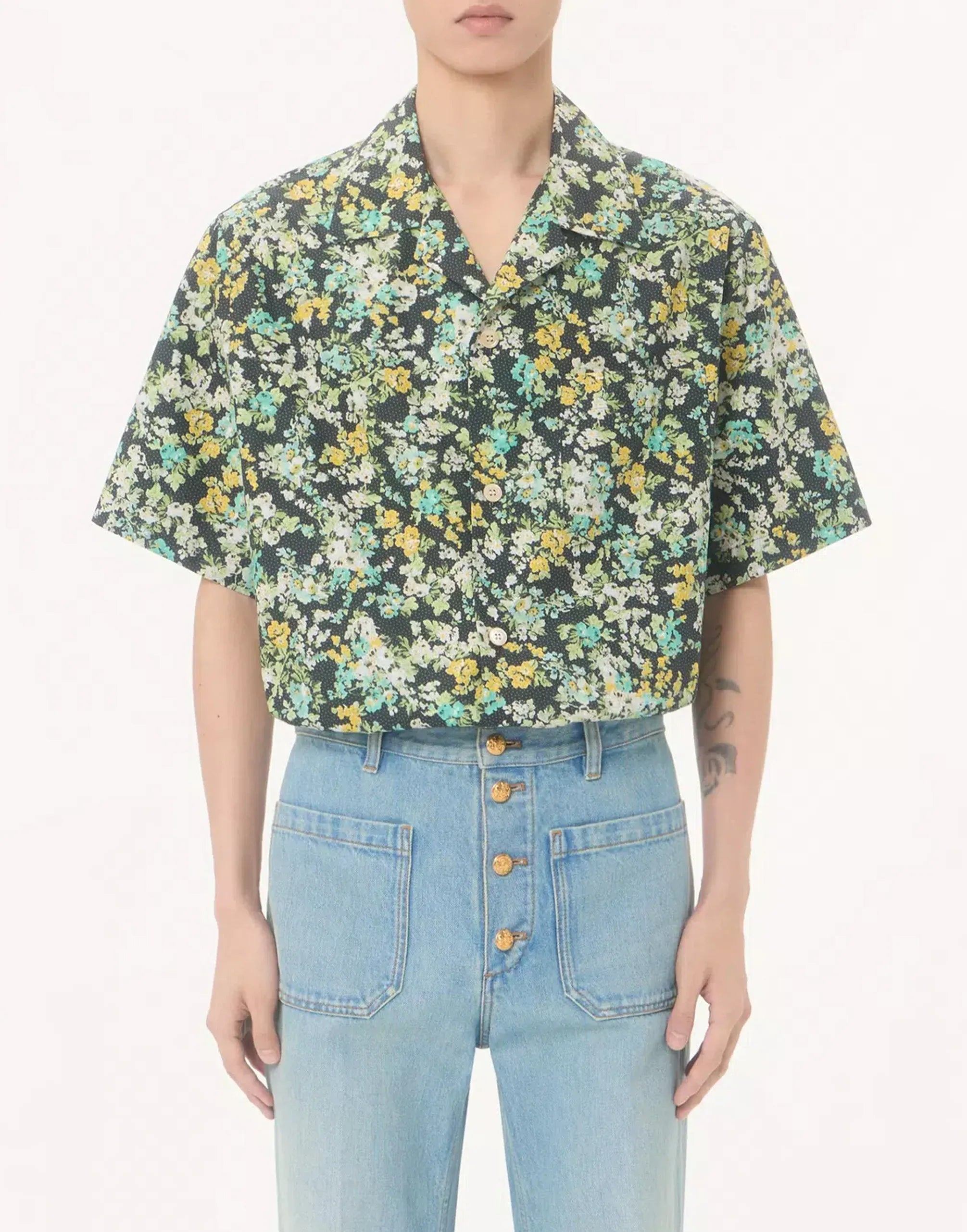 Valentino Bowling Papier Floral Print Shirt