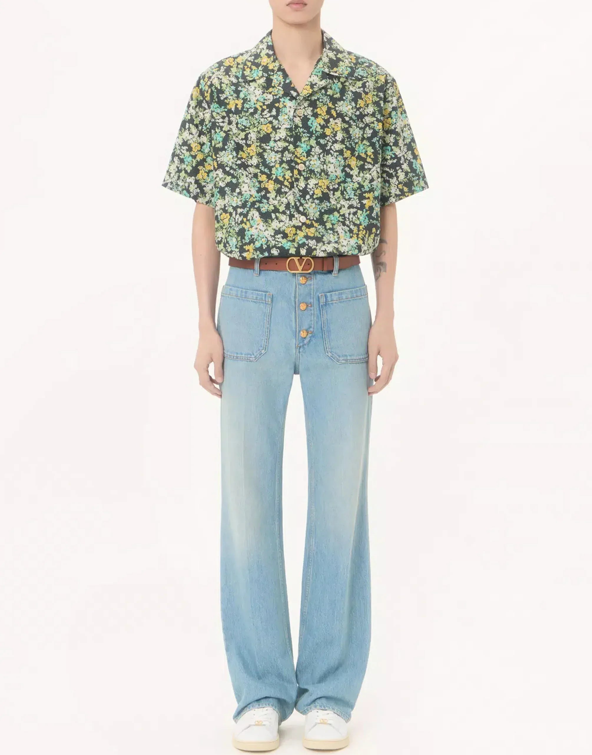 Valentino Bowling Papier Floral Print Shirt
