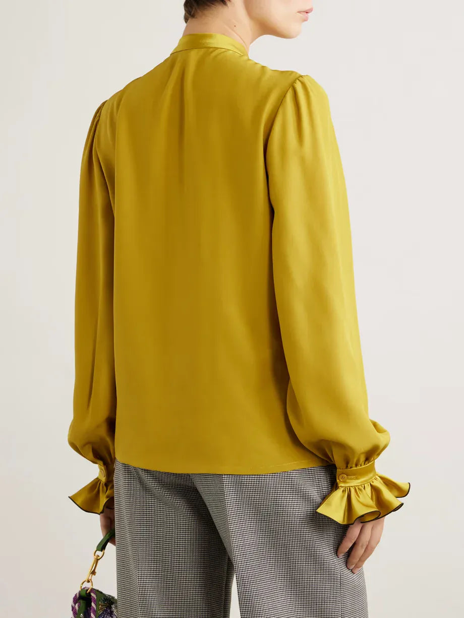 Valentino Ruffle Pleated Silk Blouse