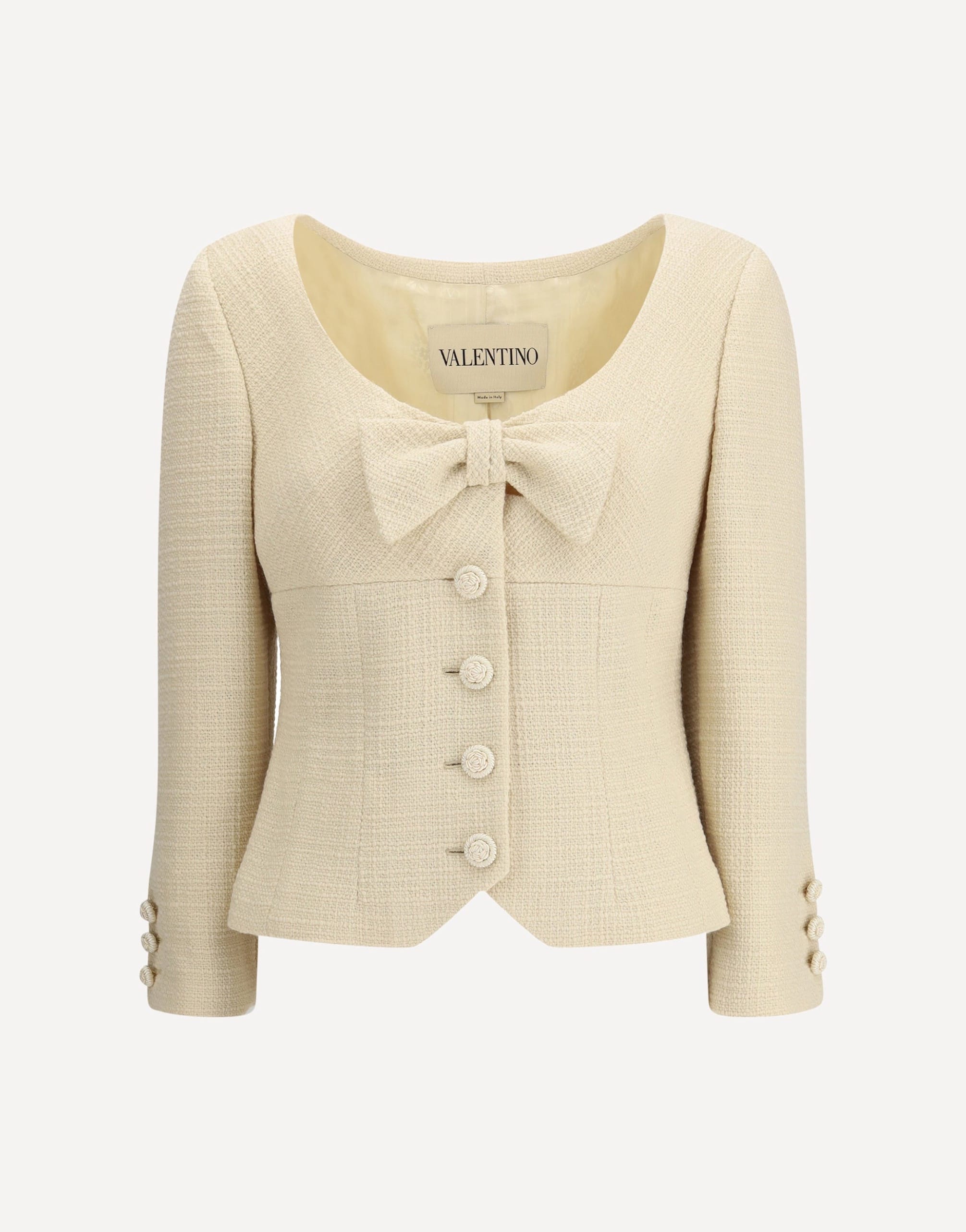 Valentino Short Jacket In Plain Wool Tweed