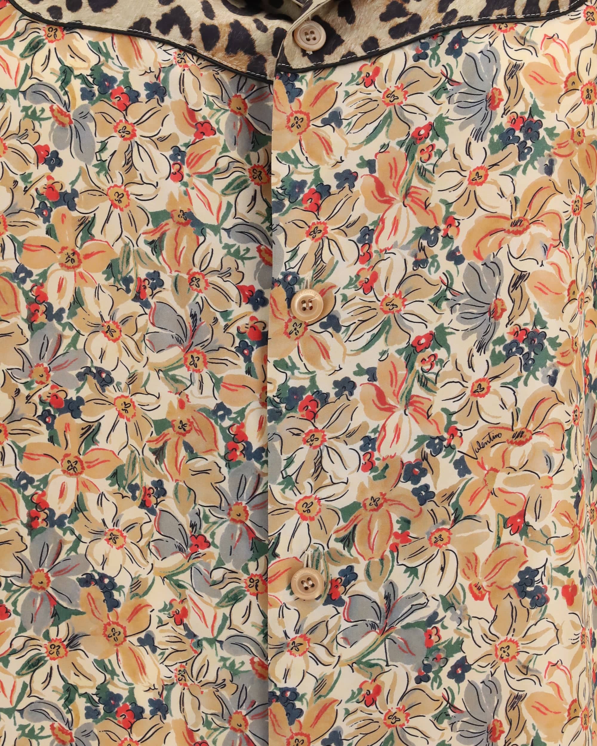 Valentino Valentino Short-Sleeve Floral Leopard Print Shirt