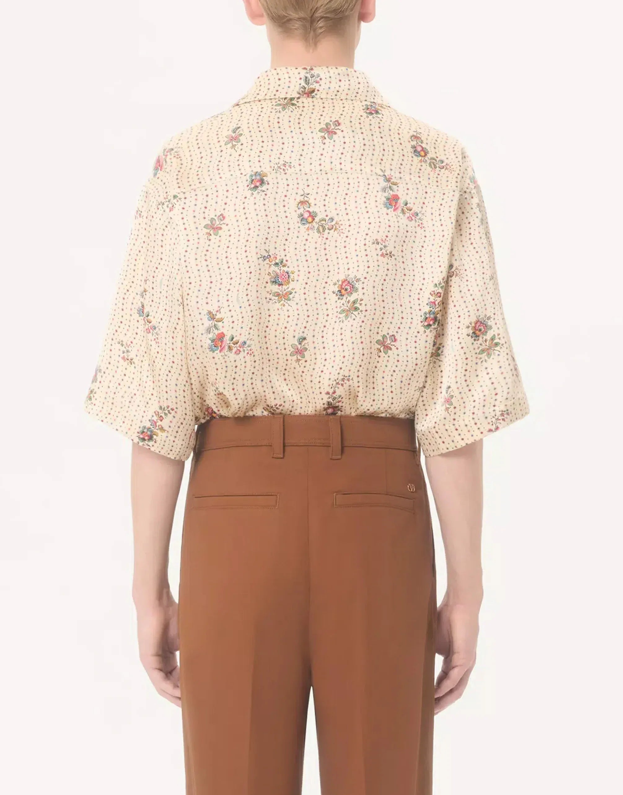 Valentino Silk Bowling Papier Floral Print Shirt