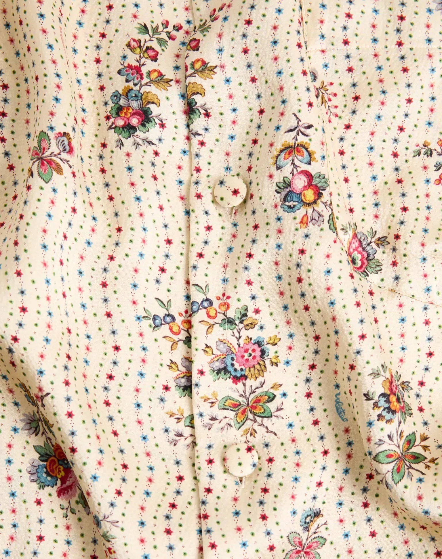 Valentino Silk Bowling Papier Floral Print Shirt