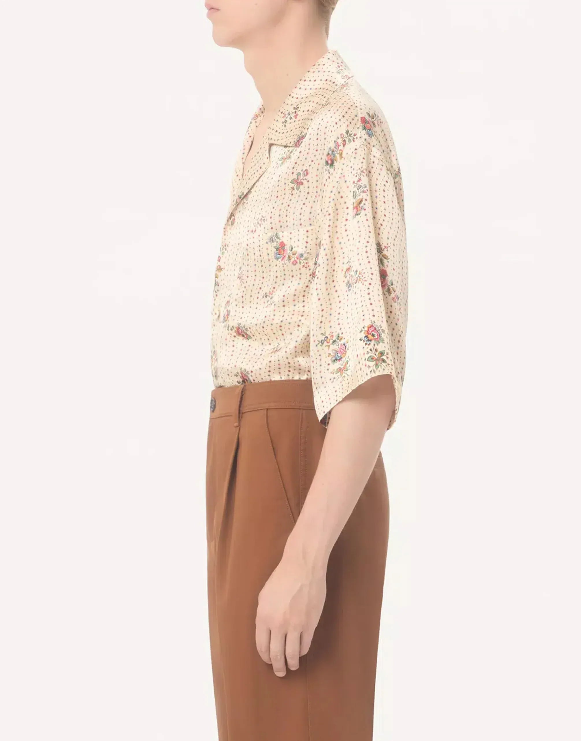 Valentino Silk Bowling Papier Floral Print Shirt
