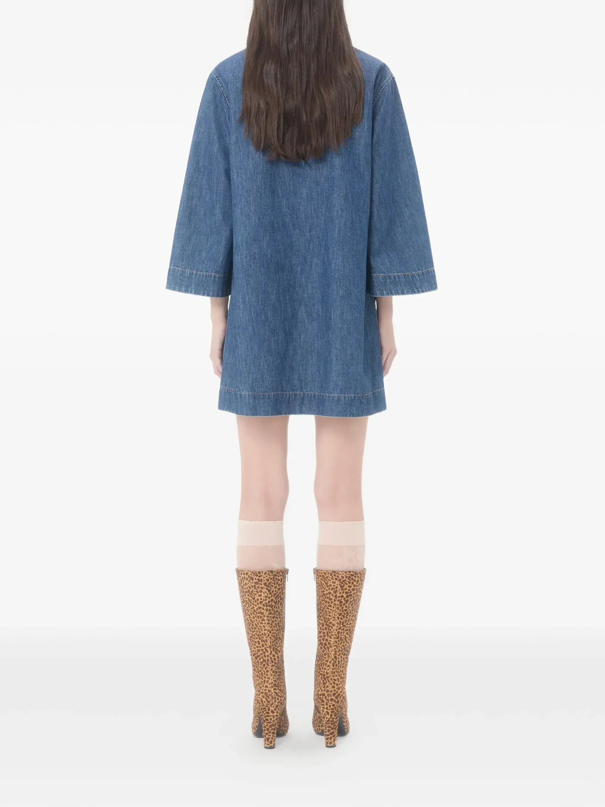 Valentino VLogo Embellished Denim Mini Dress